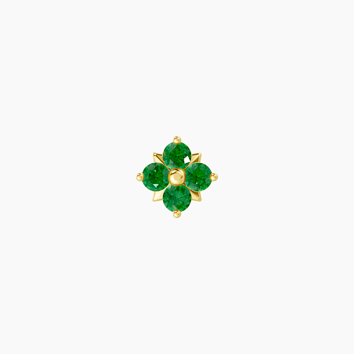 Nymph | 18k Yellow Gold 6.5 mm 5 mm Flower Emerald Piercing