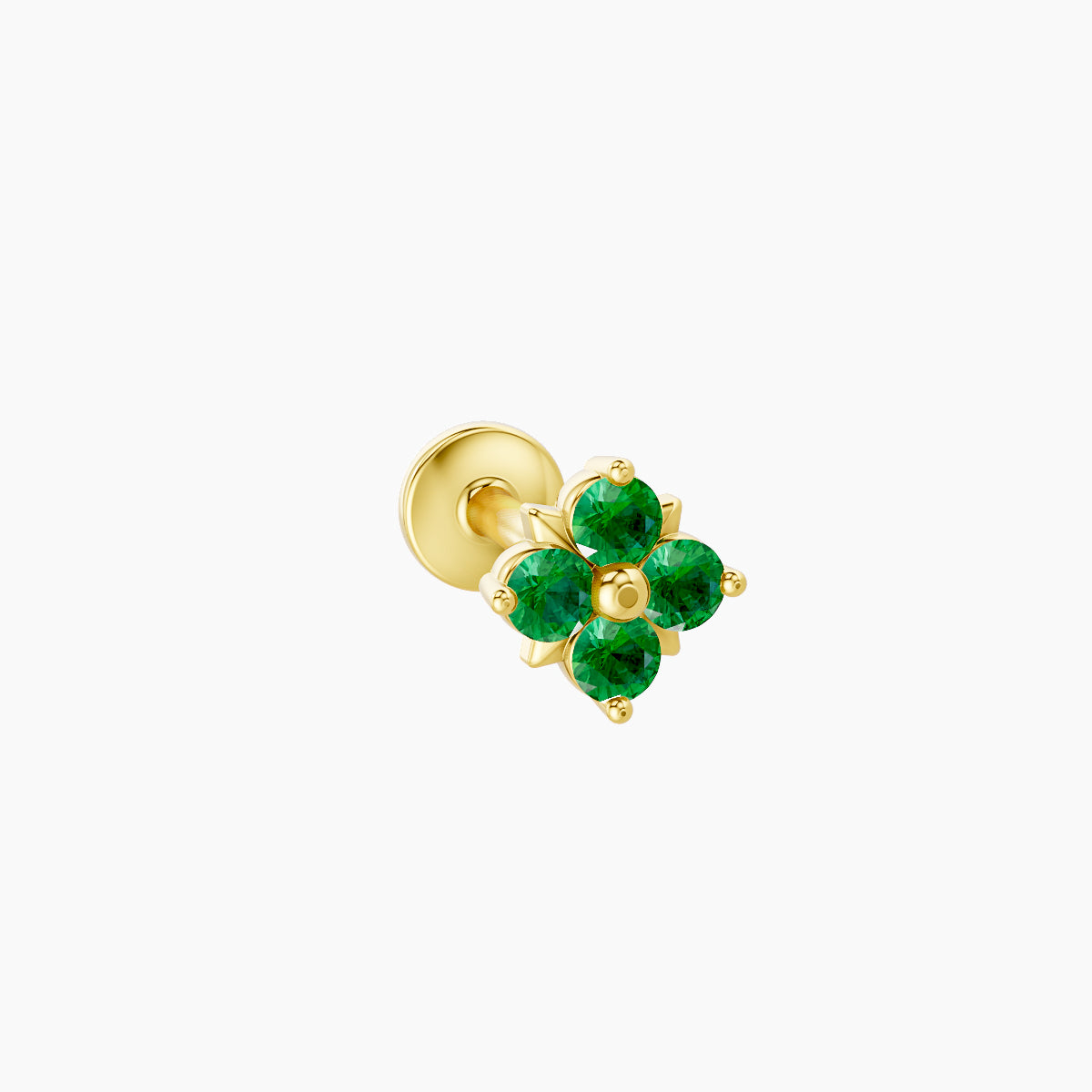 Nymph | 18k Yellow Gold 6.5 mm 5 mm Flower Emerald Piercing
