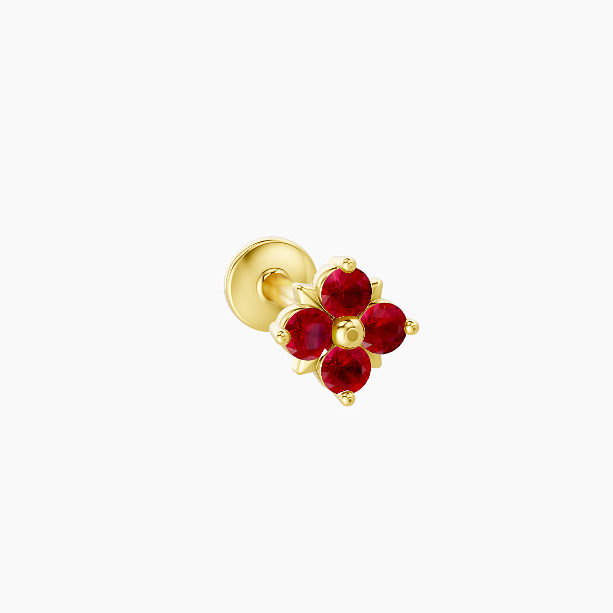 Nymph | 18k Yellow Gold 6.5 mm 5 mm Flower Ruby Piercing