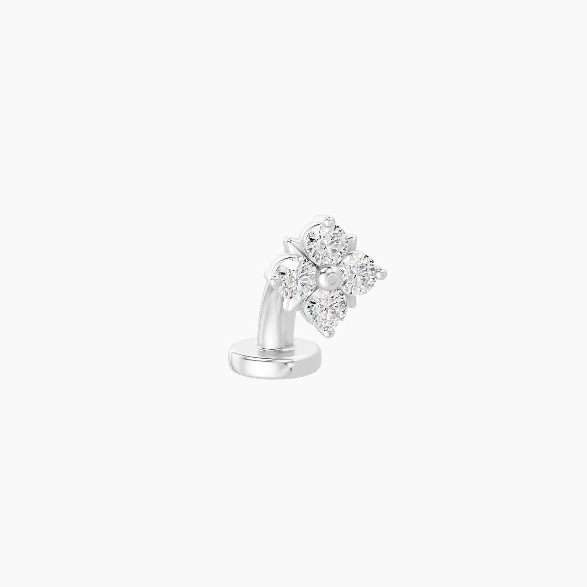 Nymph | 18k White Gold 5 mm 8 mm Flower Diamond Floating Navel Piercing