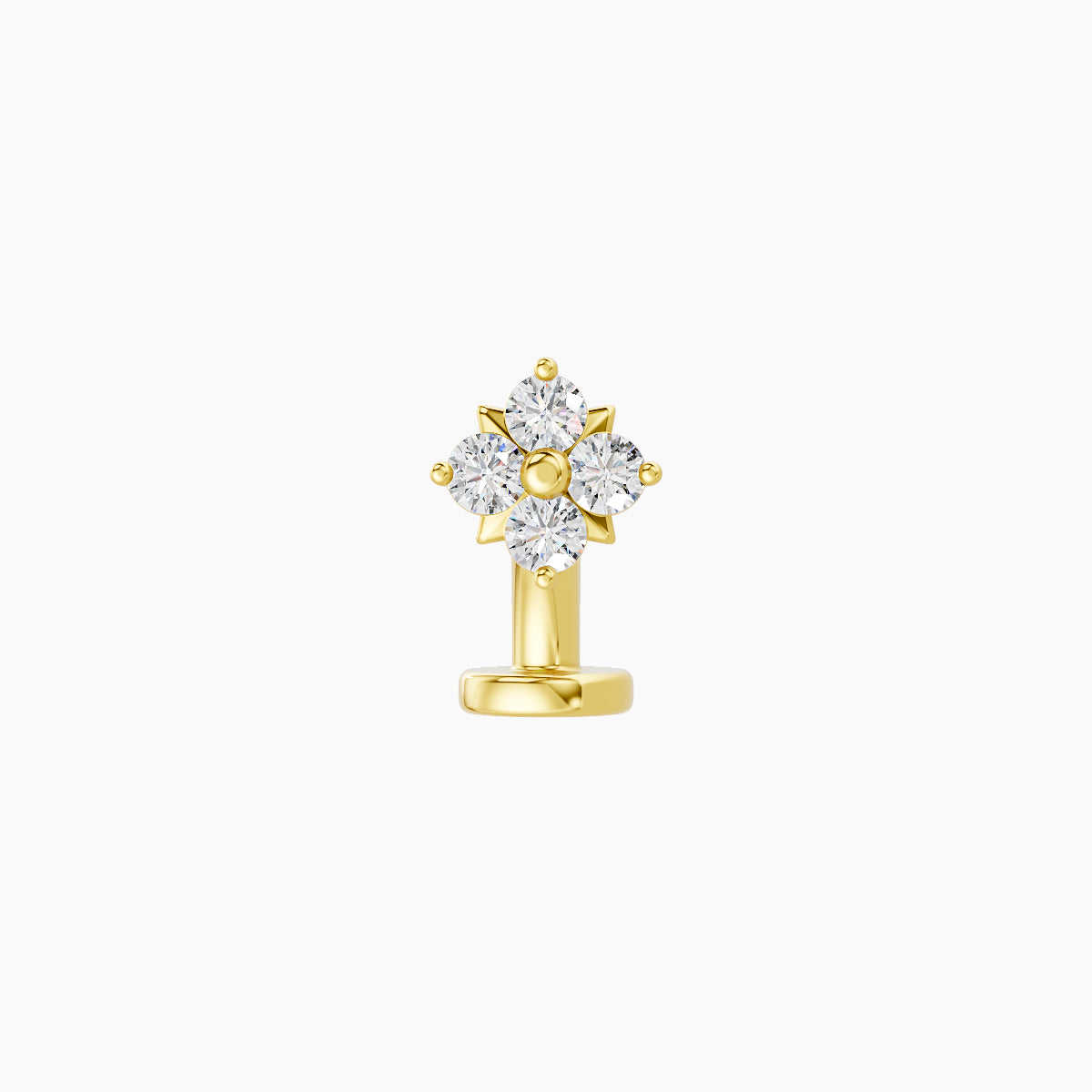 Nymph | 18k Yellow Gold 5 mm 8 mm Flower Diamond Floating Navel Piercing