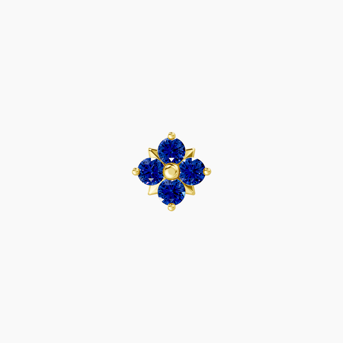 Nymph | 18k Yellow Gold 8 mm 5 mm Flower Sapphire Nose Piercing