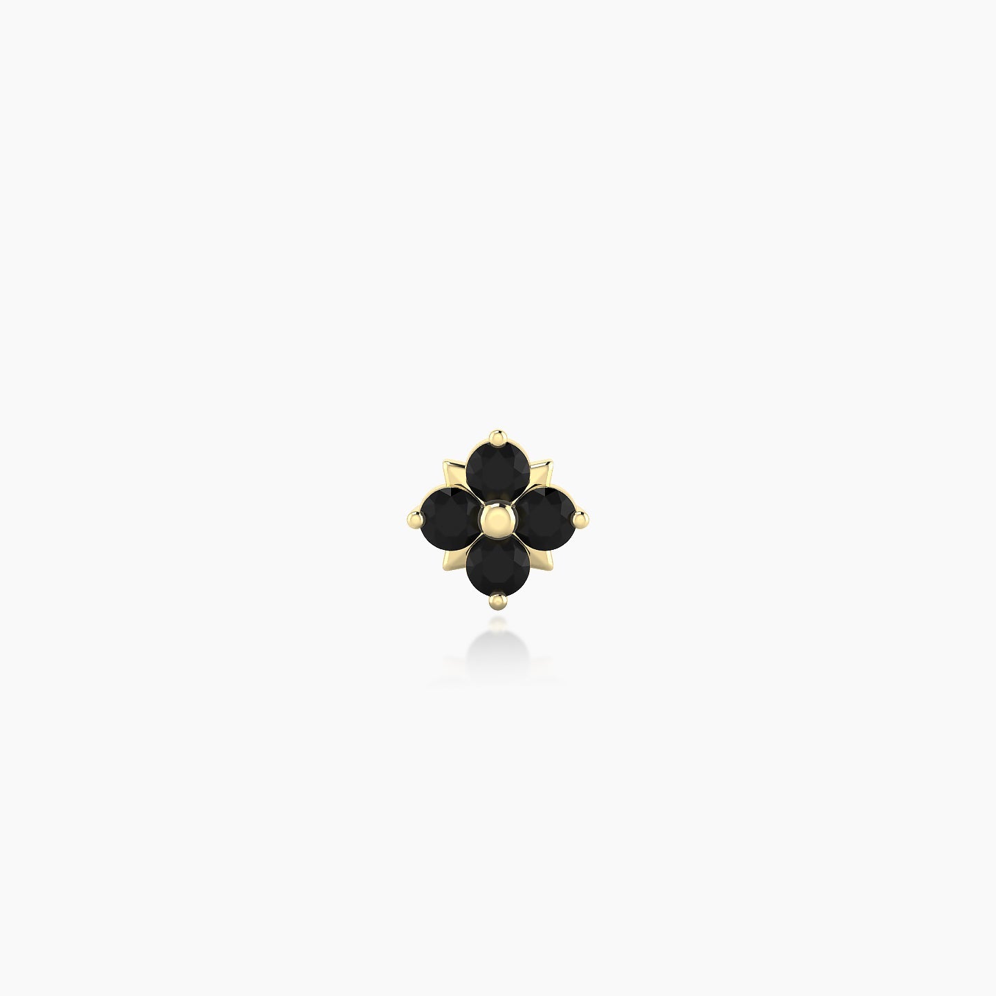 Nymph | 18k Yellow Gold 8 mm 5 mm Flower Black Diamond Nose Piercing