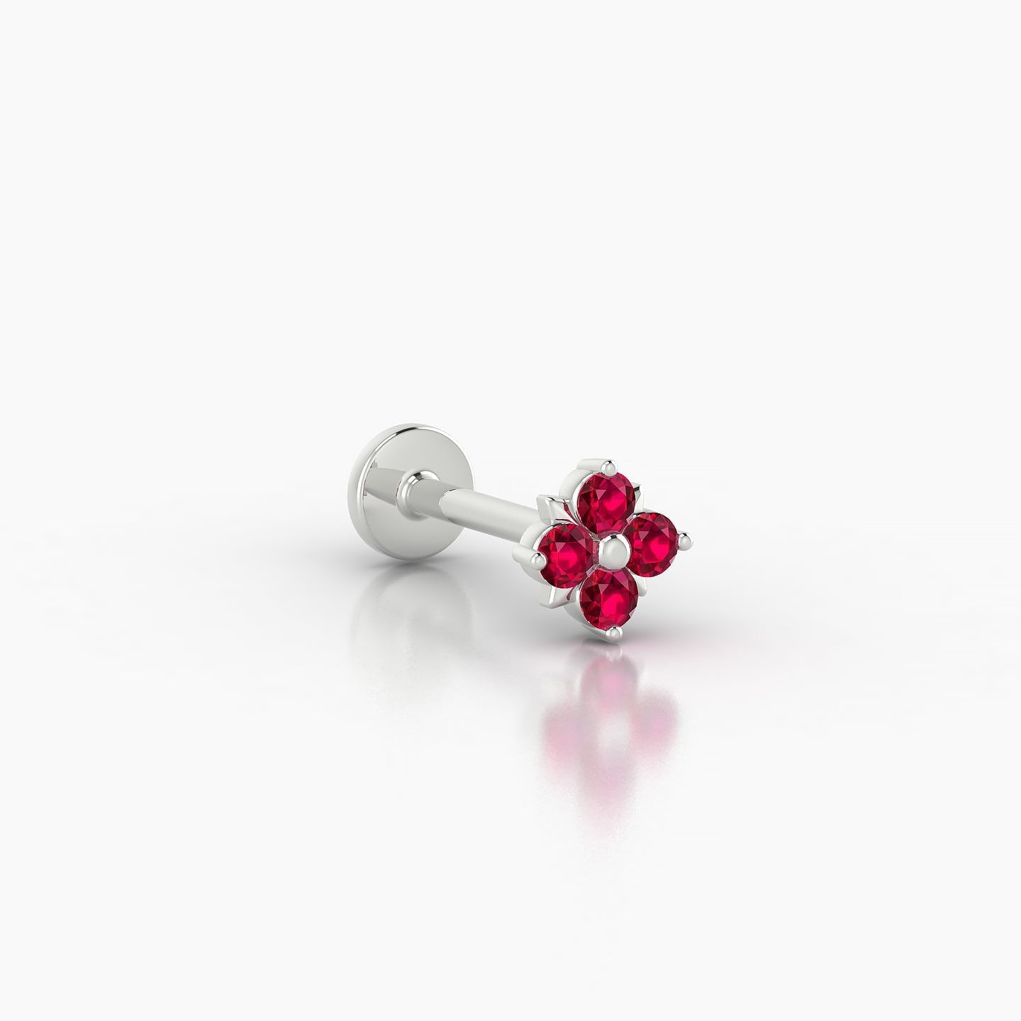 Nymph | 18k White Gold 8 mm 5 mm Flower Ruby Nose Piercing