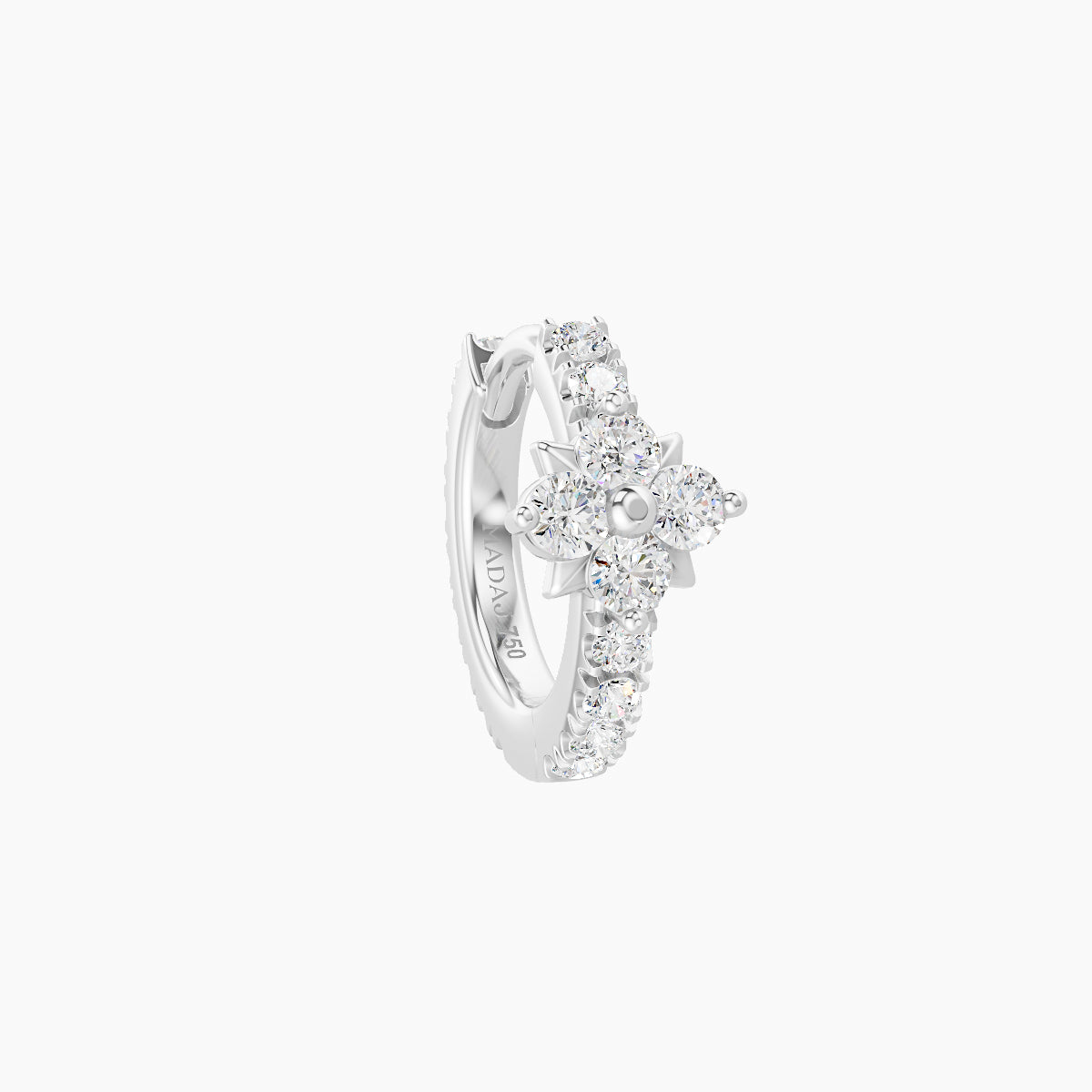 Nymph | 18k White Gold 6.5 mm Flower Diamond Hoop Piercing