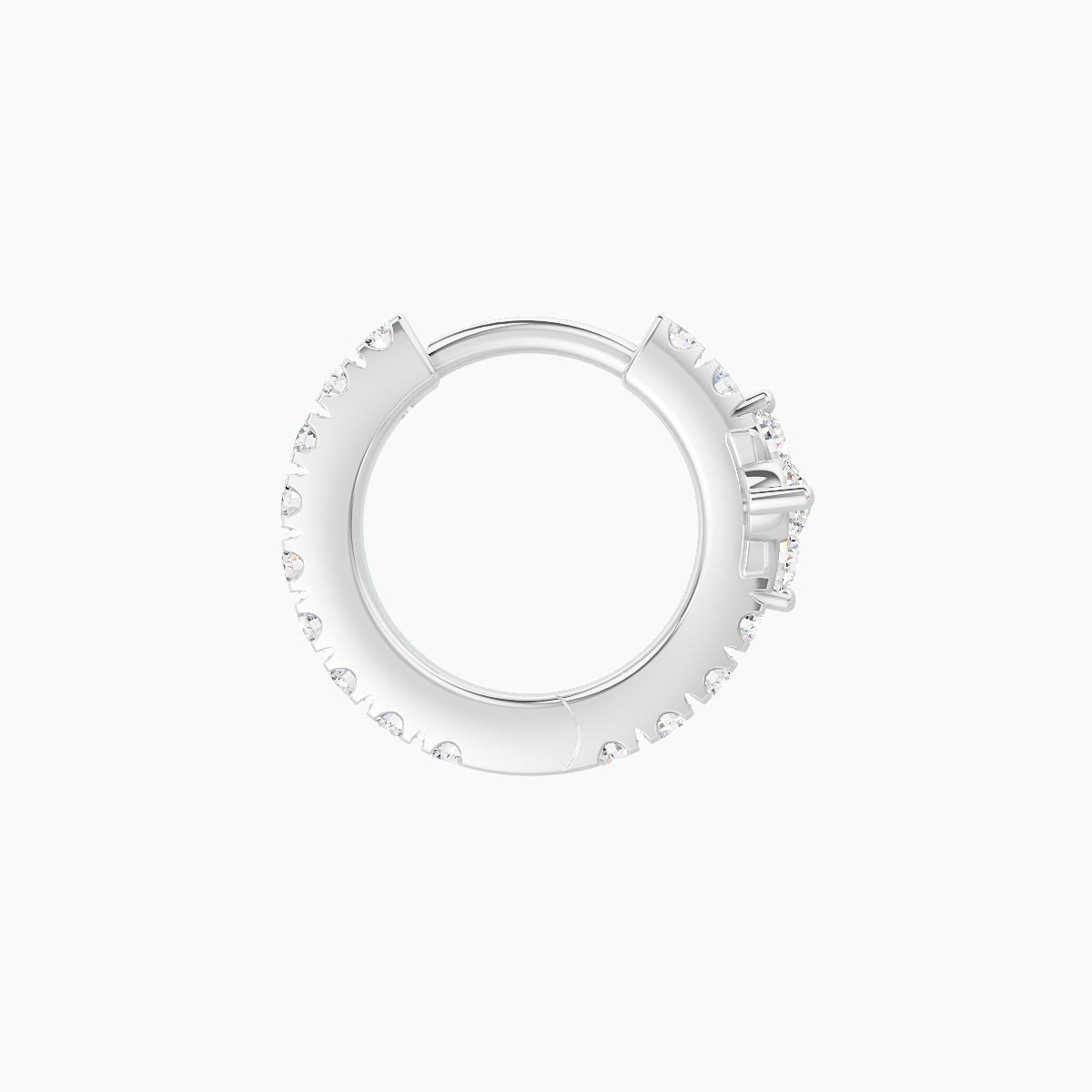 Nymph | 18k White Gold 6.5 mm Flower Diamond Hoop Piercing