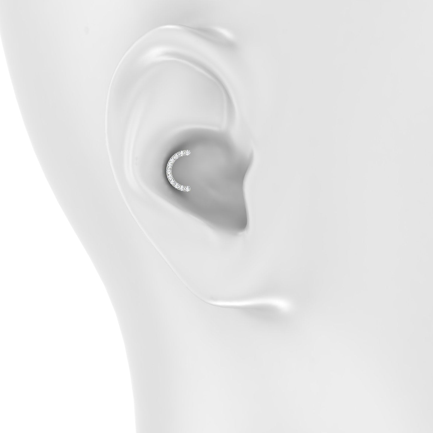 Ops | 18k White Gold 8 mm Diamond Conch Piercing