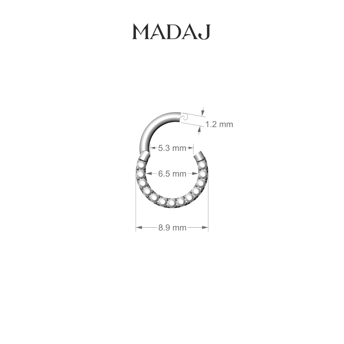 Ops | 18k Rose Gold 6.5 mm Black Diamond Daith Piercing