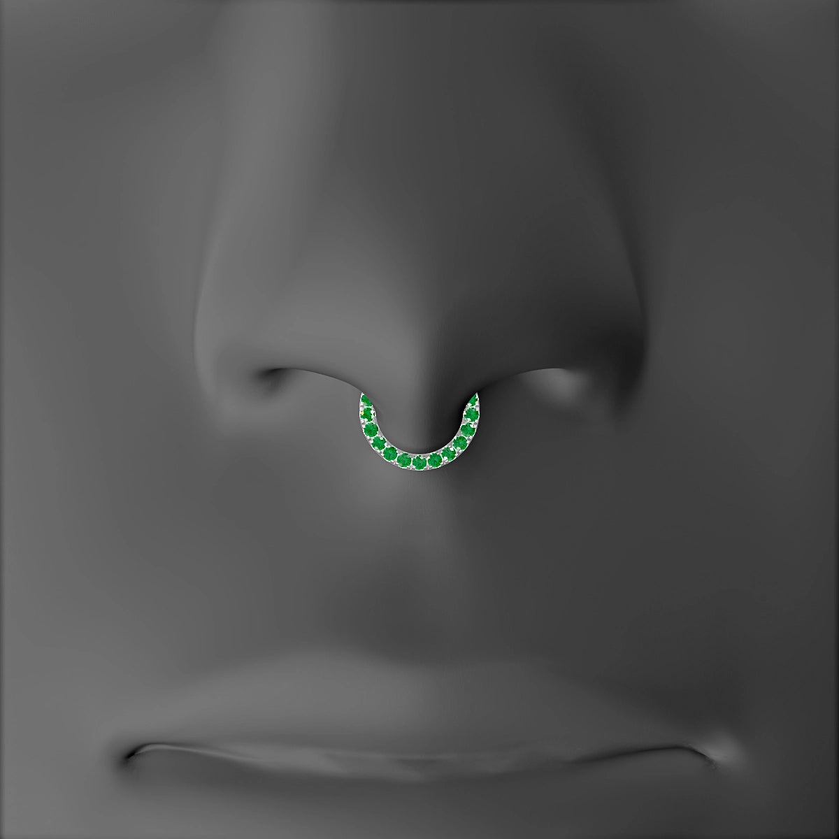 Ops | 18k White Gold 6.5 mm Emerald Septum Piercing