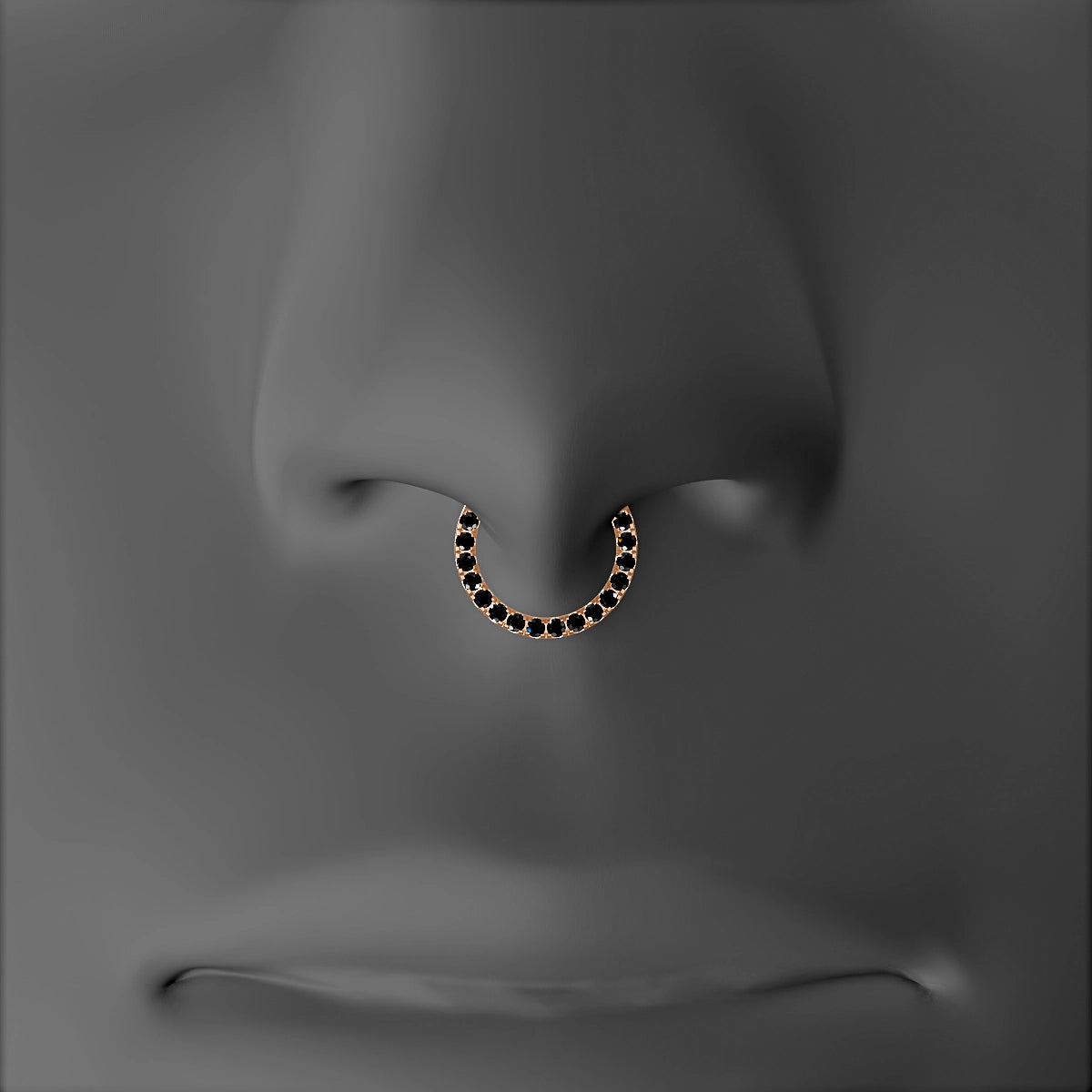 Ops | 18k Rose Gold 8 mm Black Diamond Septum Piercing