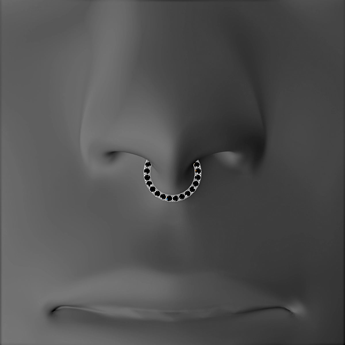 Ops | 18k White Gold 8 mm Black Diamond Septum Piercing