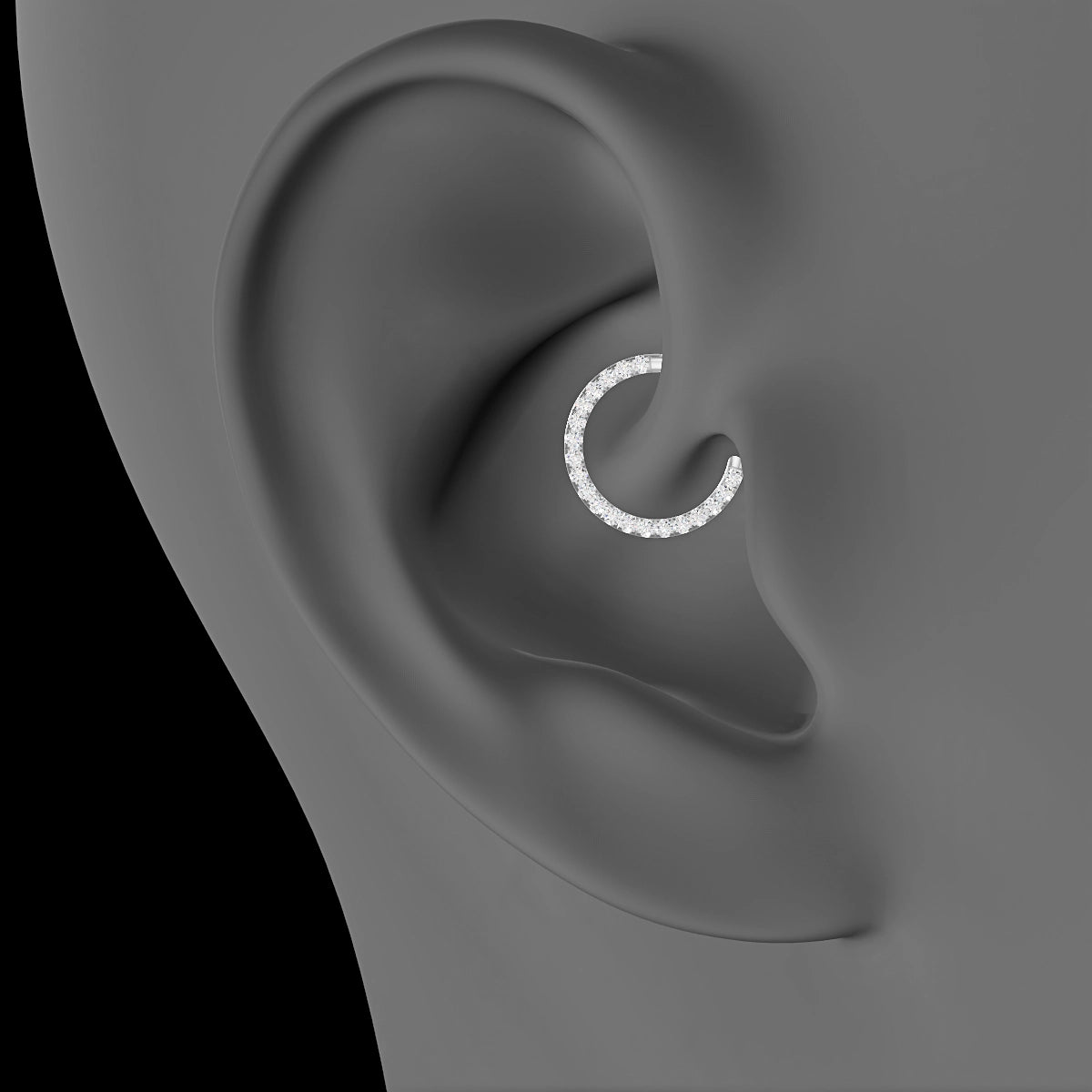 Ops | 18k White Gold 9.5 mm Diamond Daith Piercing