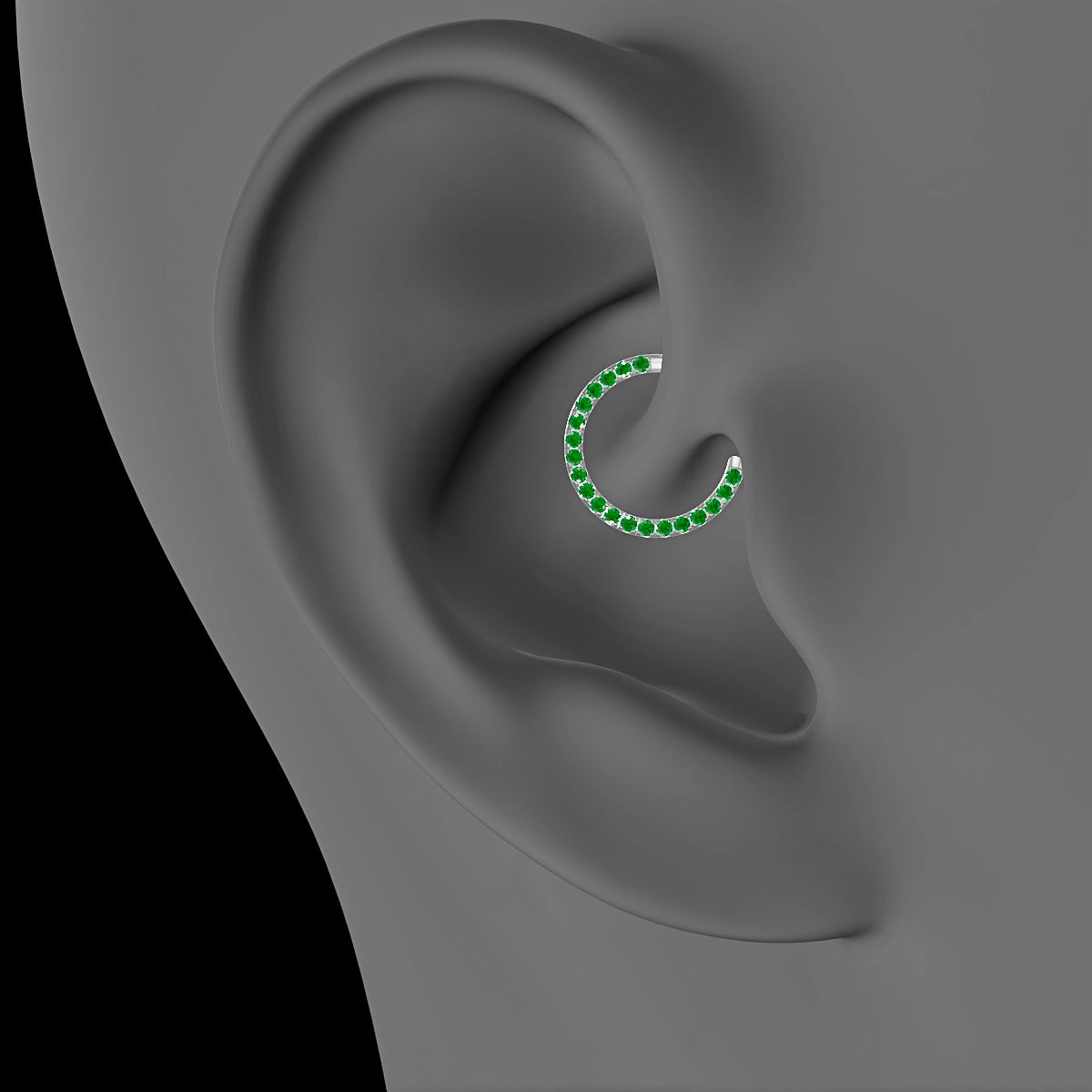 Ops | 18k White Gold 9.5 mm Emerald Daith Piercing
