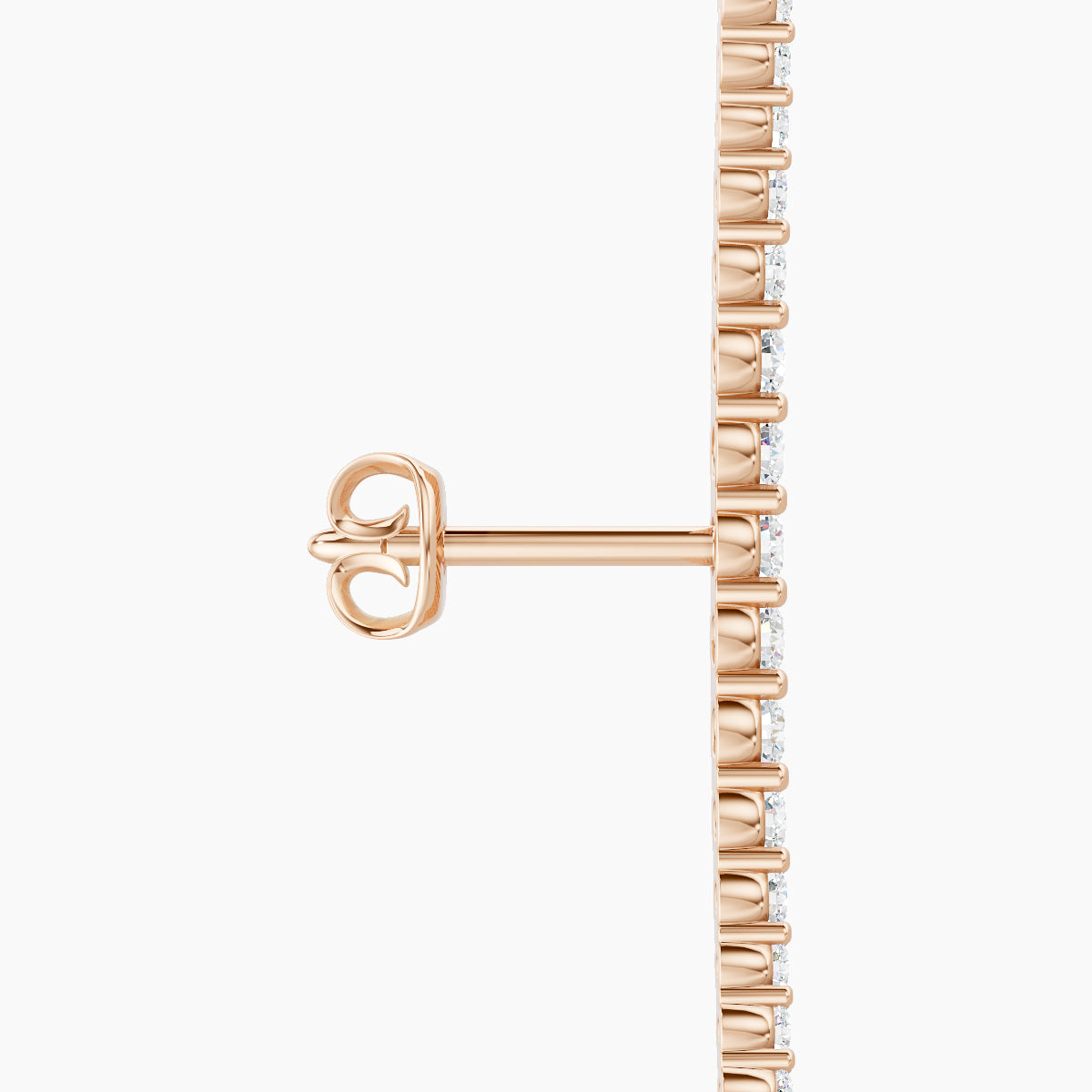Orphee | 18k Rose Gold 22 mm Long Diamond Earring