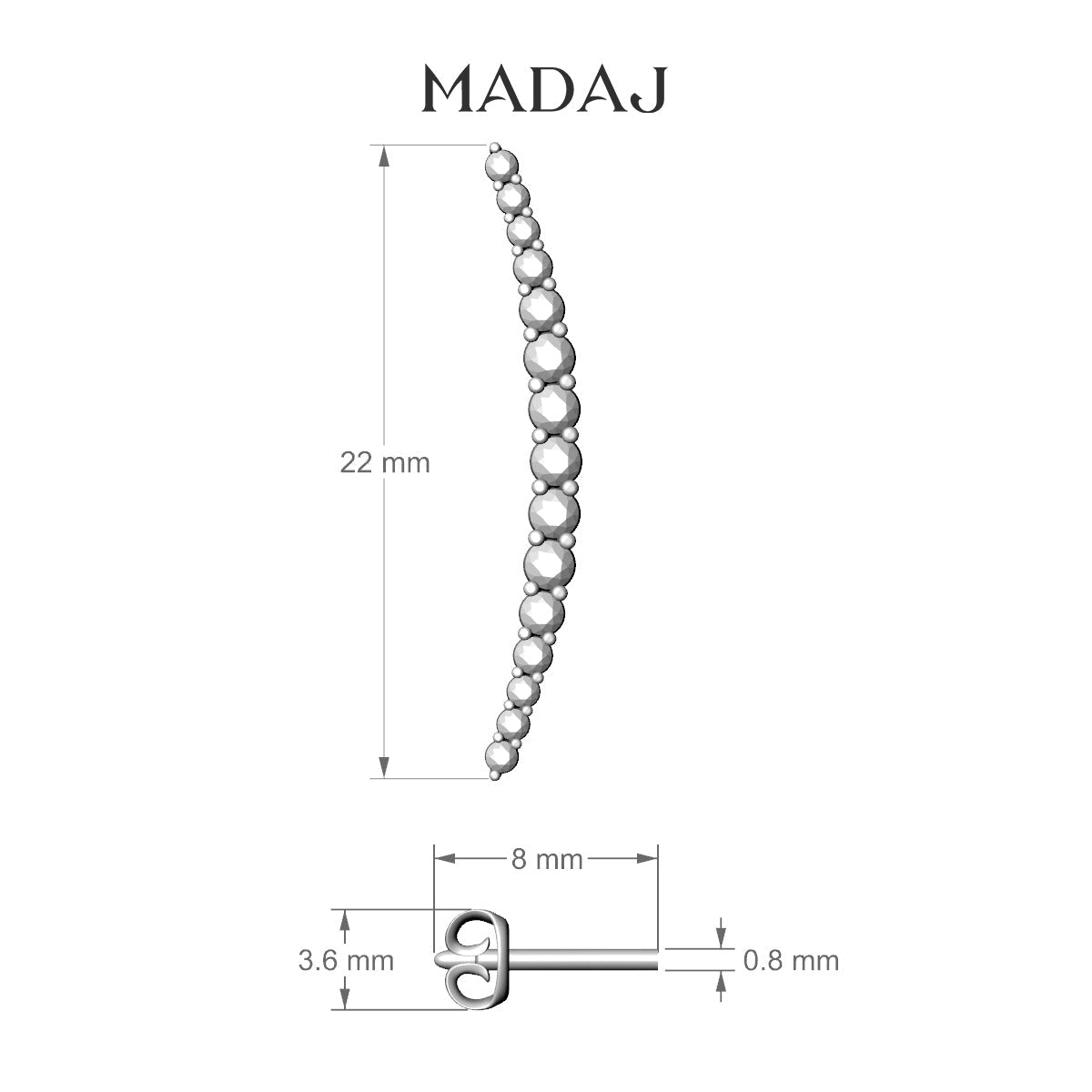 Orphee | 18k White Gold 22 mm Long Diamond Earring