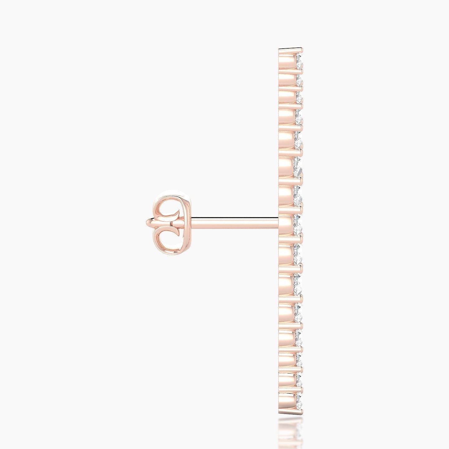 Orphee | 18k Rose Gold 22 mm Long Diamond Earring