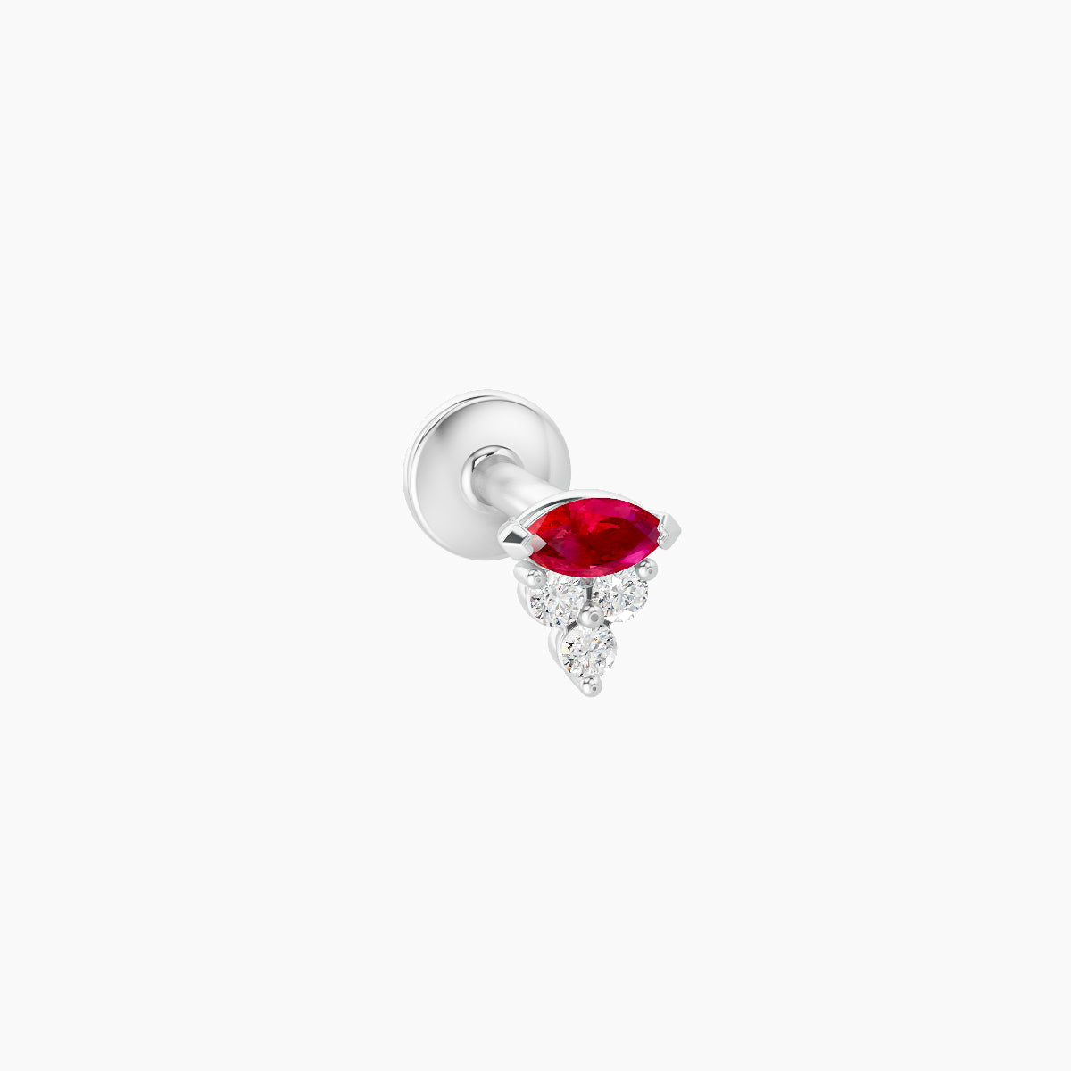 Oya | 18k White Gold 5 mm 4 mm Ruby & Diamond Nose Piercing