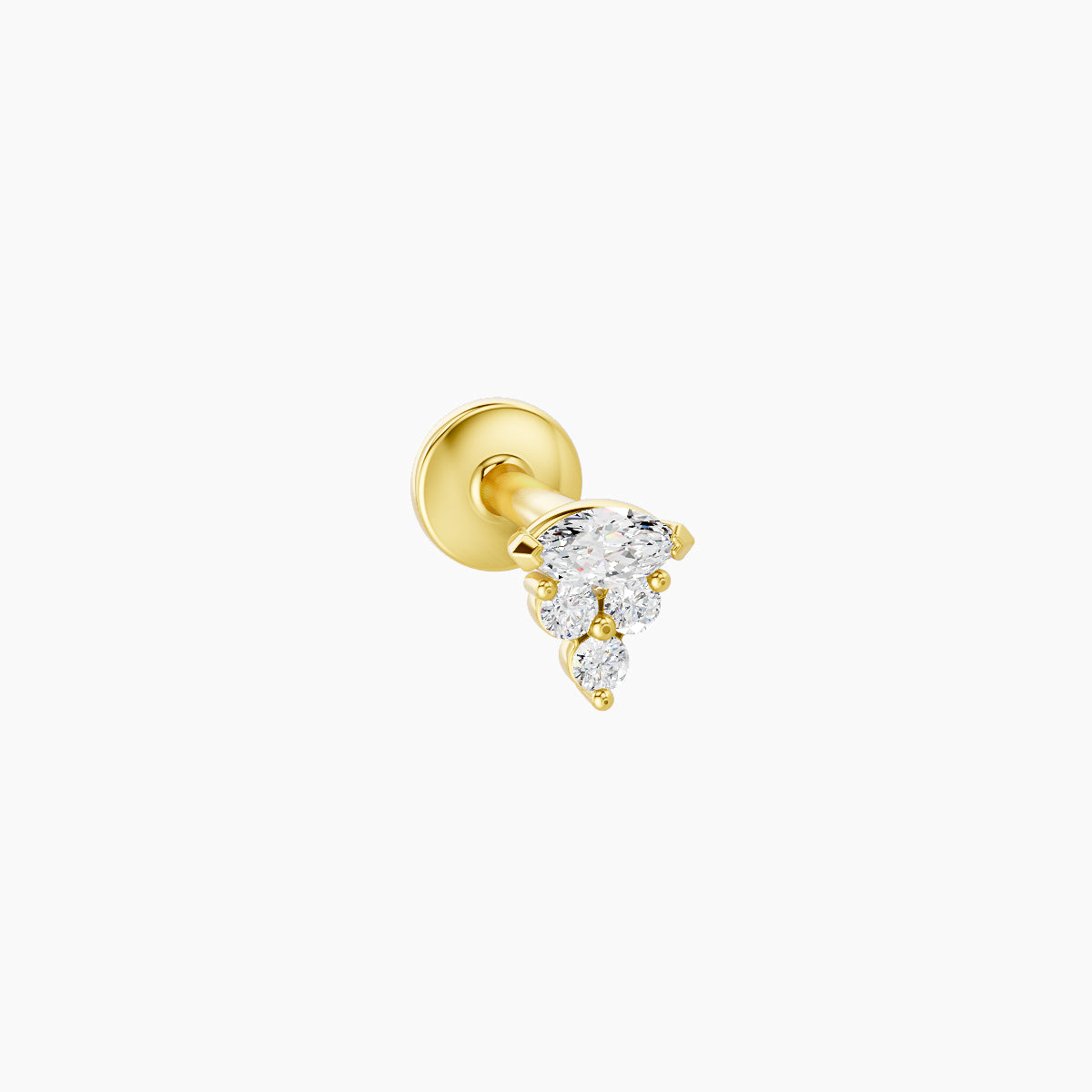 Oya | 18k Yellow Gold 4 mm 5 mm Diamond Nose Piercing