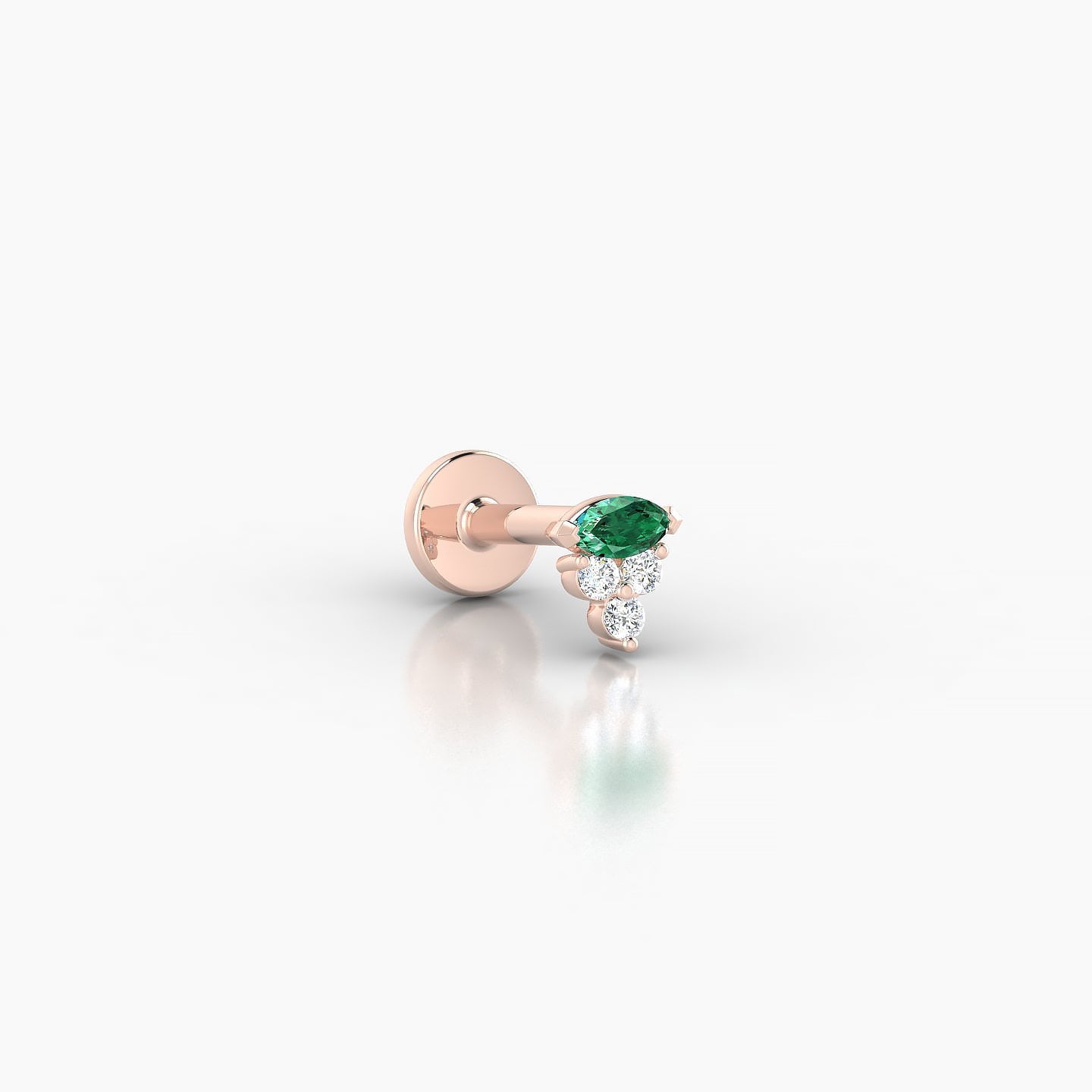 Oya | 18k Rose Gold 5 mm 4 mm Emerald & Diamond Nose Piercing