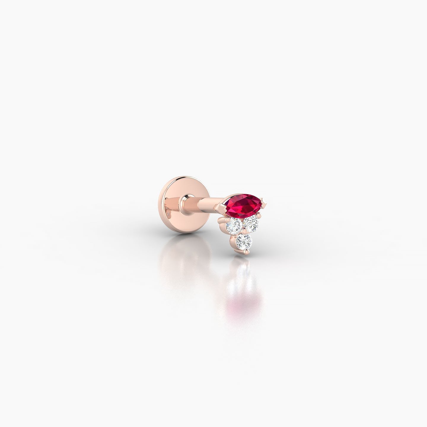 Oya | 18k Rose Gold 5 mm 4 mm Ruby & Diamond Nose Piercing