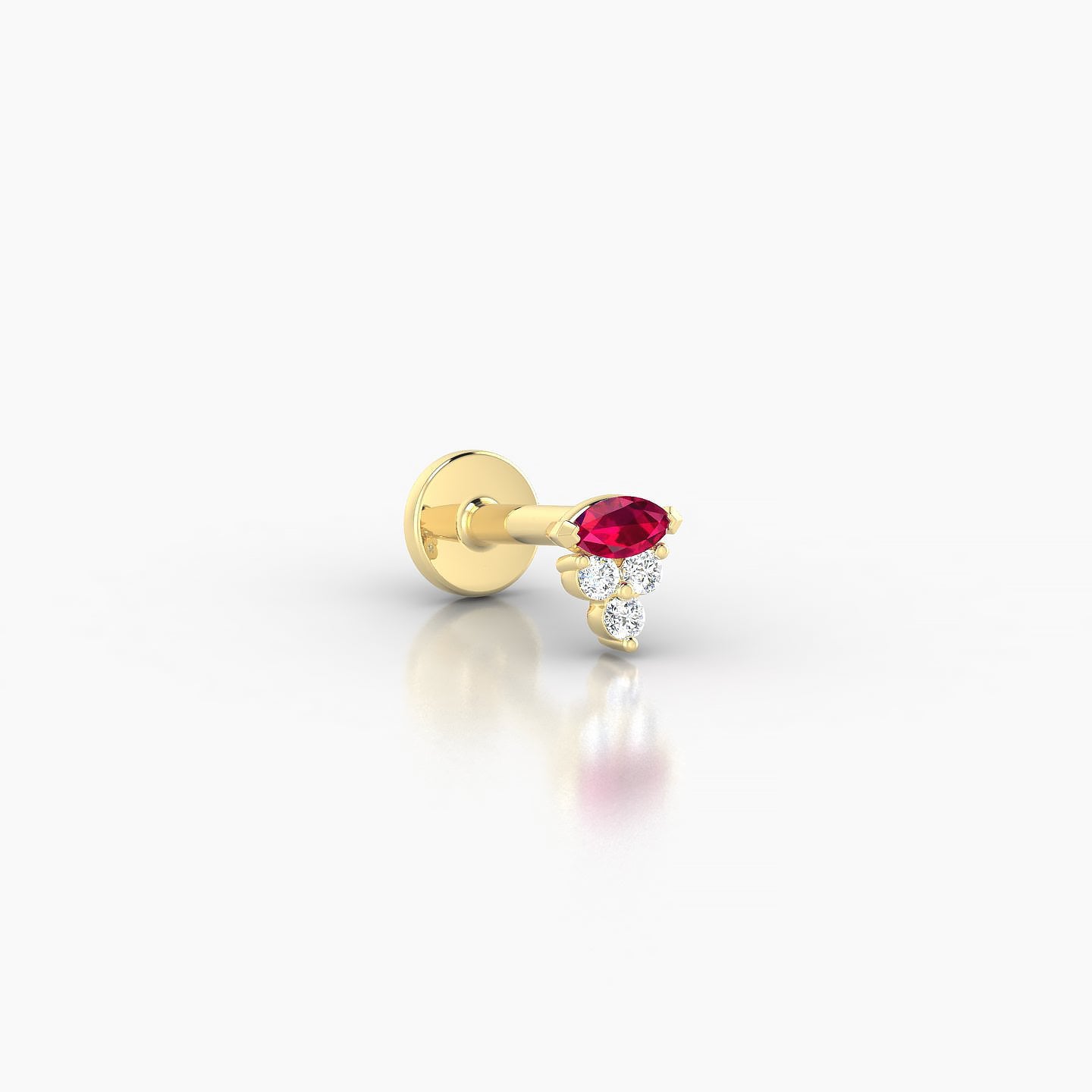 Oya | 18k Yellow Gold 5 mm 4 mm Ruby & Diamond Nose Piercing