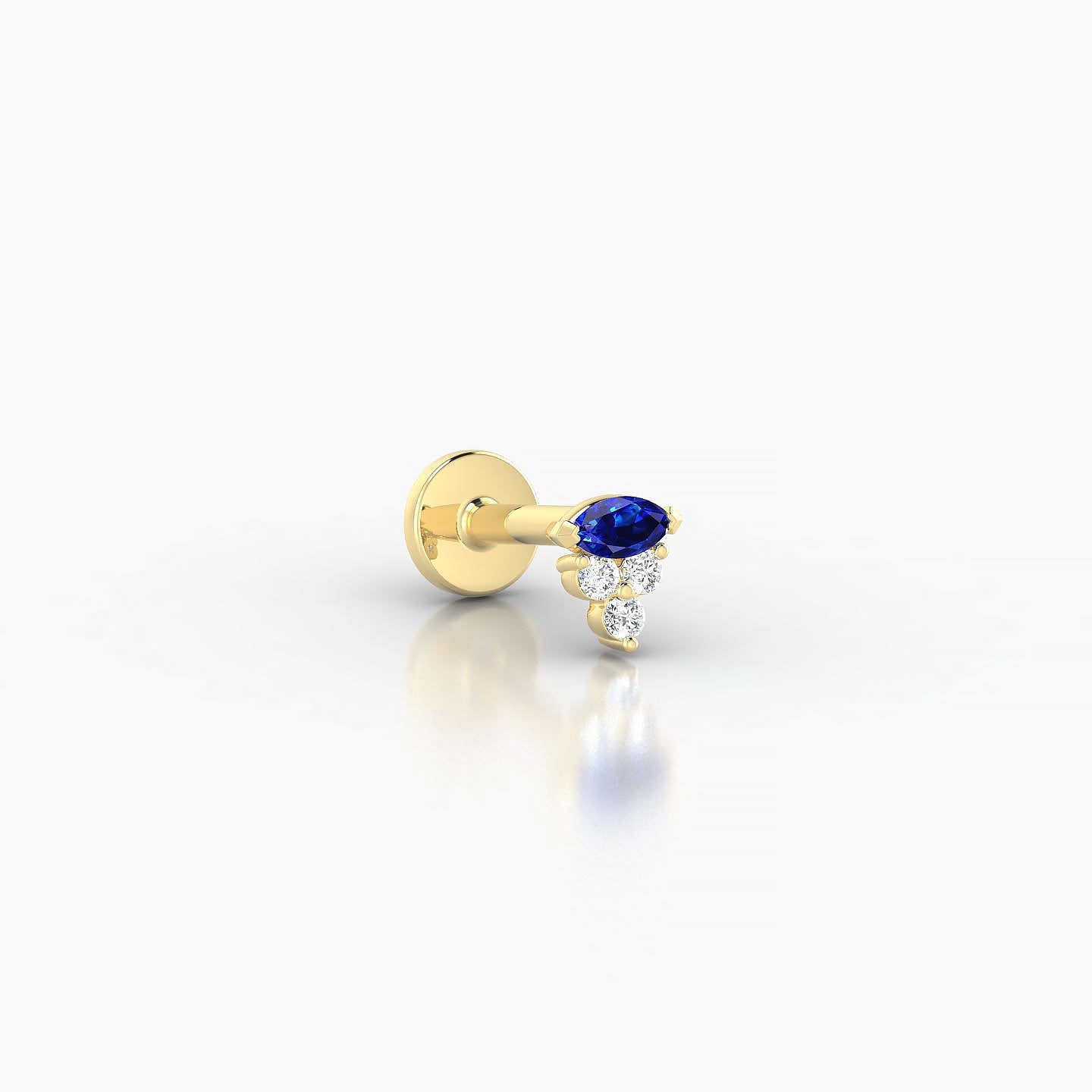Oya | 18k Yellow Gold 5 mm 4 mm Sapphire & Diamond Nose Piercing