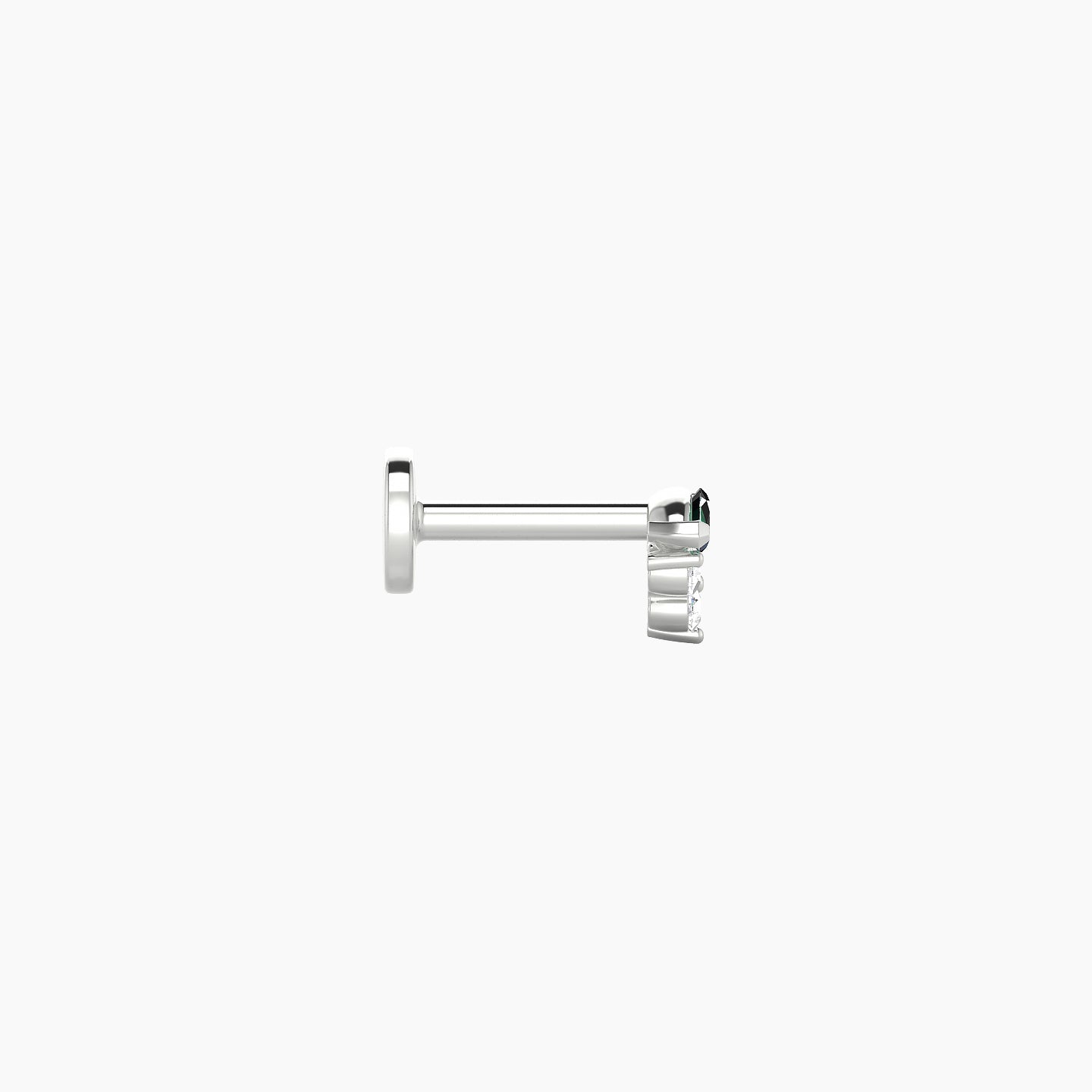 Oya | 18k White Gold 5 mm 4 mm Emerald & Diamond Nose Piercing