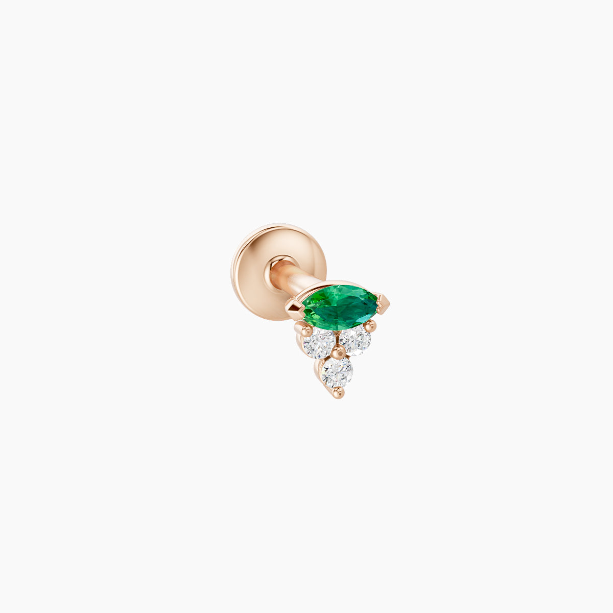 Oya | 18k Rose Gold 5 mm 4 mm Emerald & Diamond Piercing