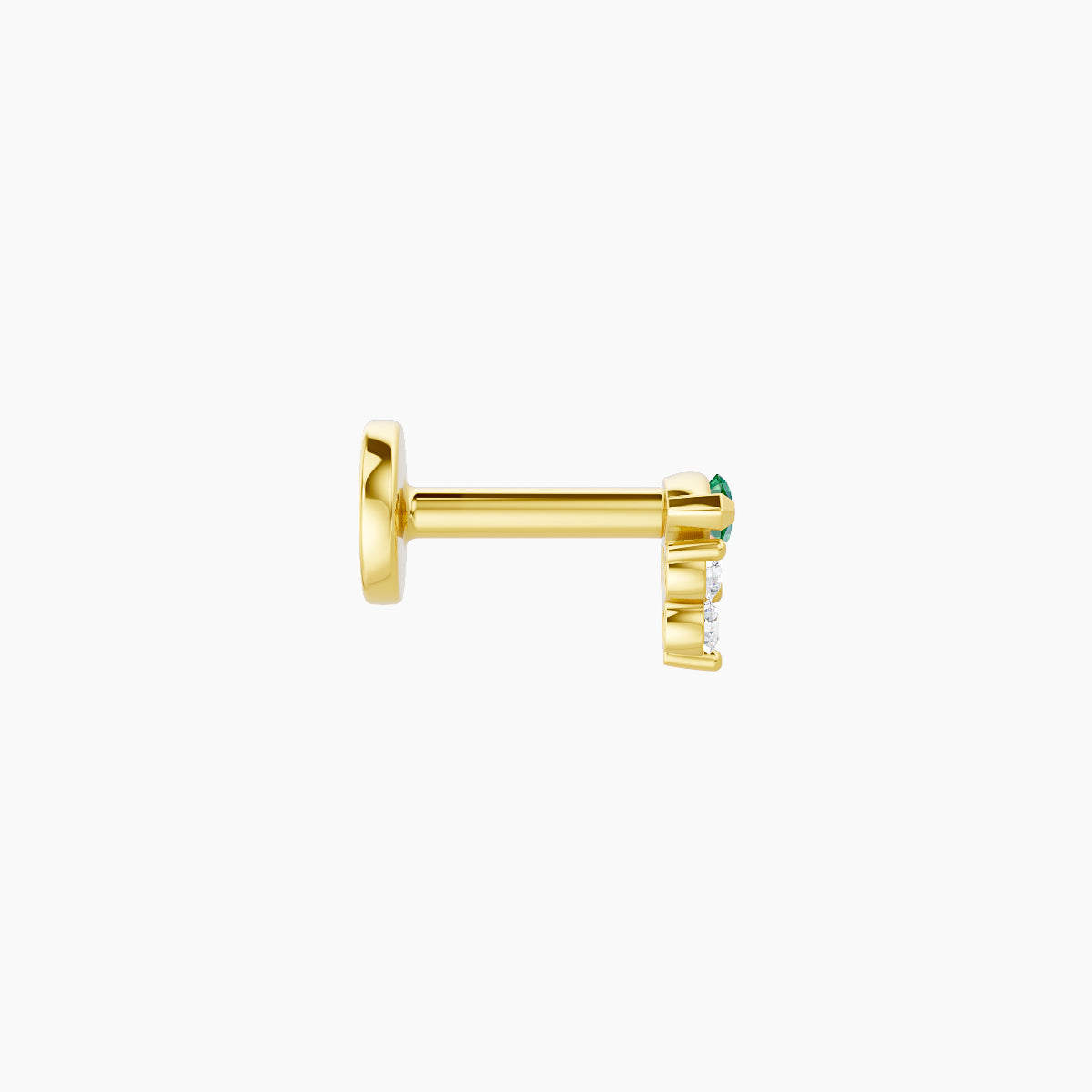 Oya | 18k Yellow Gold 5 mm 4 mm Emerald & Diamond Piercing