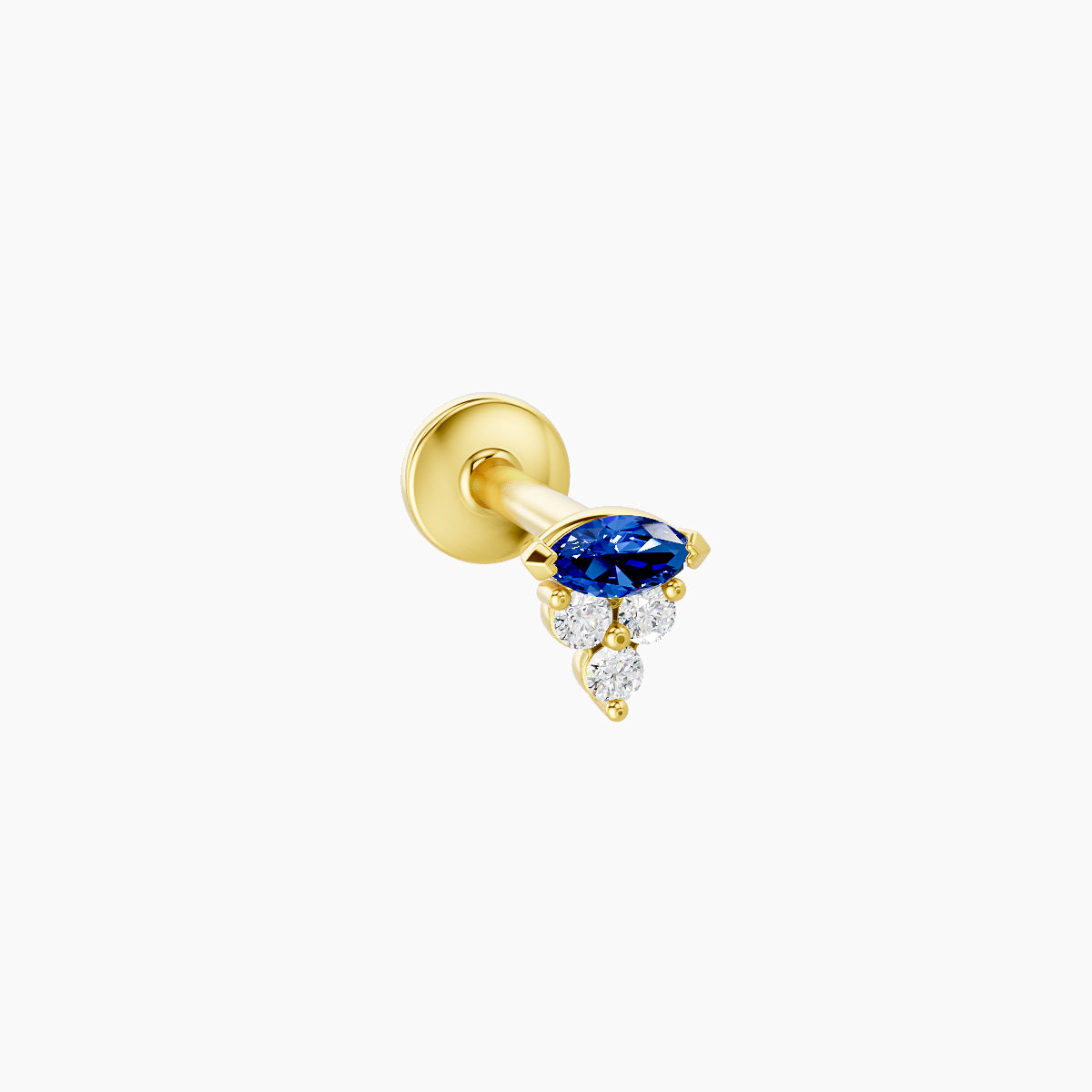 Oya | 18k Yellow Gold 6.5 mm 4 mm Sapphire & Diamond Nose Piercing