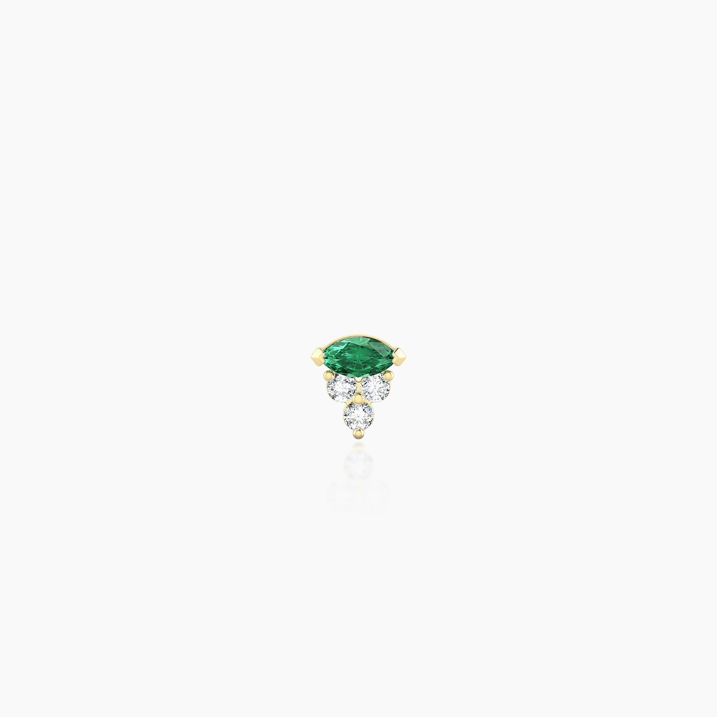 Oya | 18k Yellow Gold 6.5 mm 4 mm Emerald & Diamond Nose Piercing