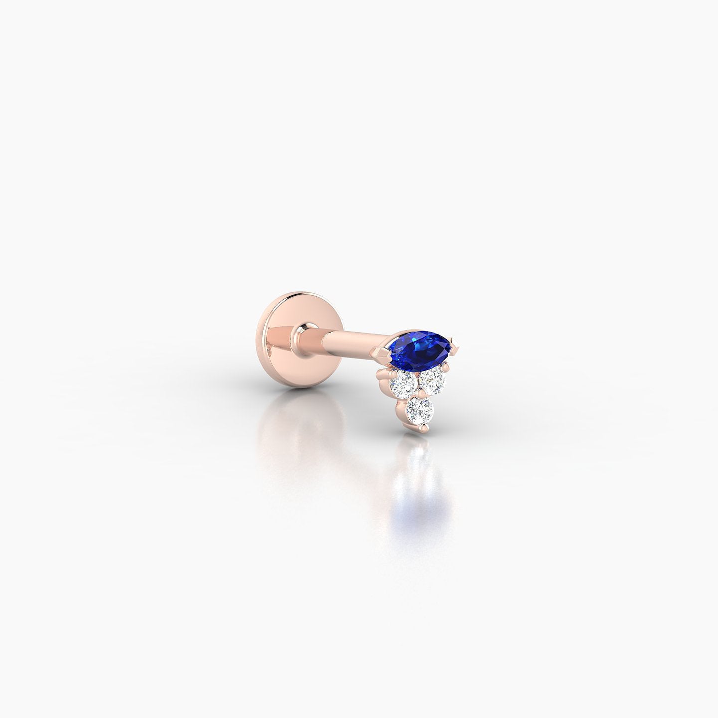 Oya | 18k Rose Gold 6.5 mm 4 mm Sapphire & Diamond Nose Piercing