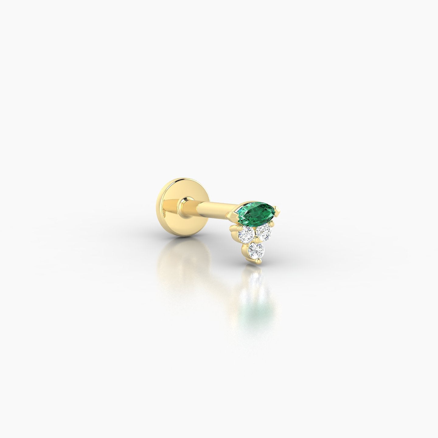 Oya | 18k Yellow Gold 6.5 mm 4 mm Emerald & Diamond Nose Piercing