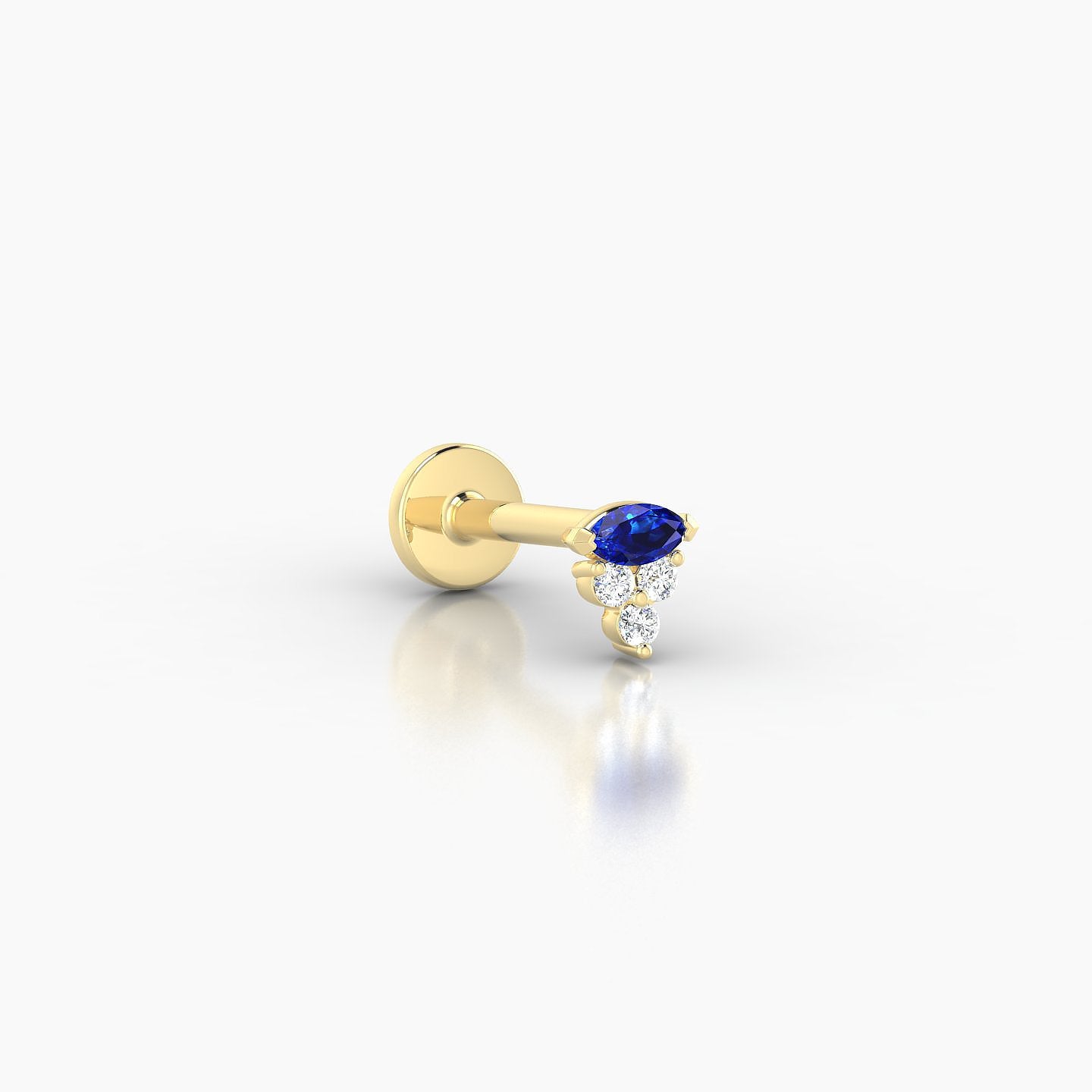 Oya | 18k Yellow Gold 6.5 mm 4 mm Sapphire & Diamond Nose Piercing