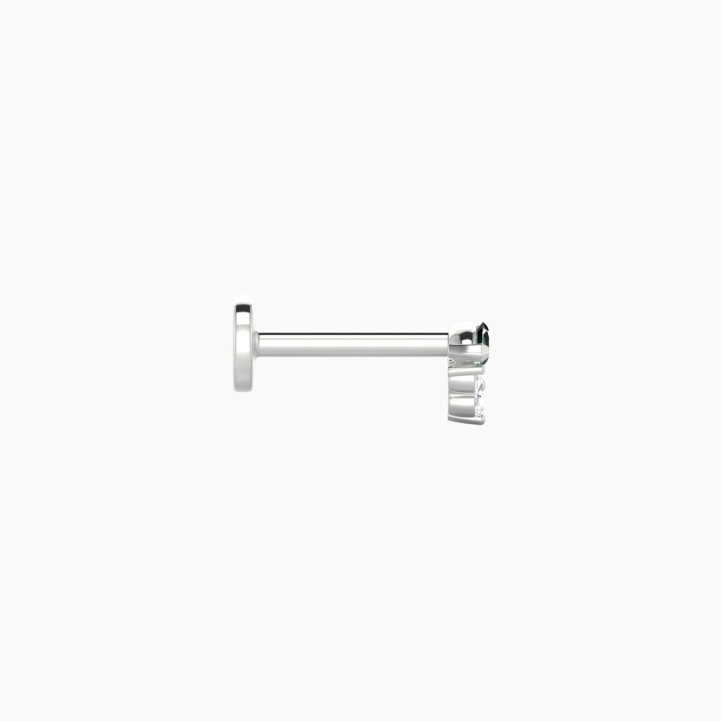 Oya | 18k White Gold 6.5 mm 4 mm Emerald & Diamond Nose Piercing