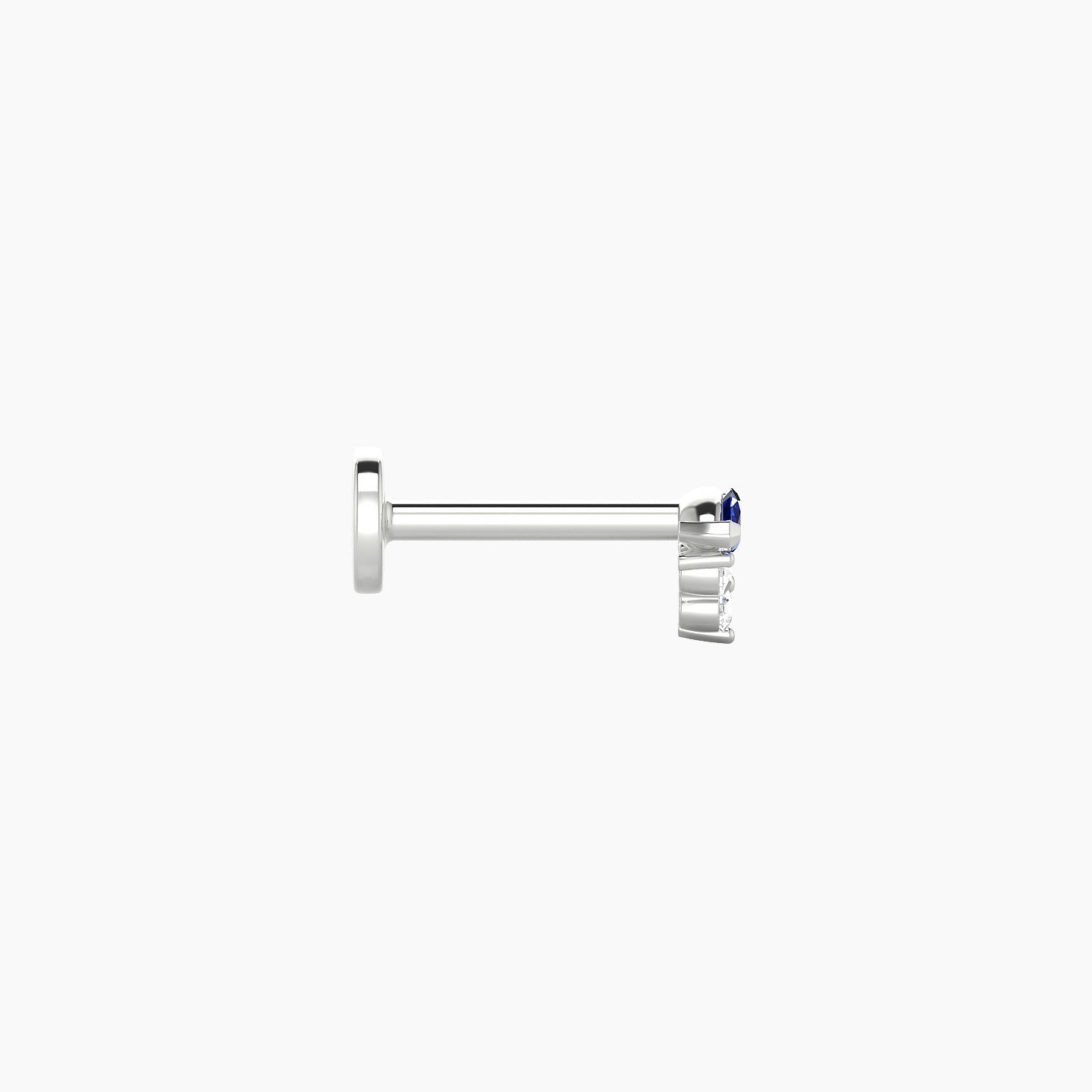 Oya | 18k White Gold 6.5 mm 4 mm Sapphire & Diamond Nose Piercing