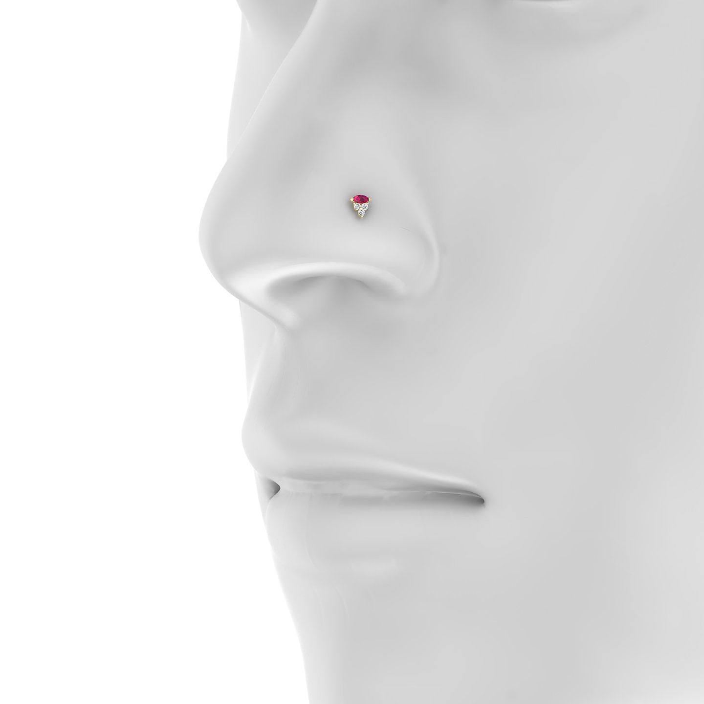 Oya | 18k Yellow Gold 6.5 mm 4 mm Ruby & Diamond Nose Piercing
