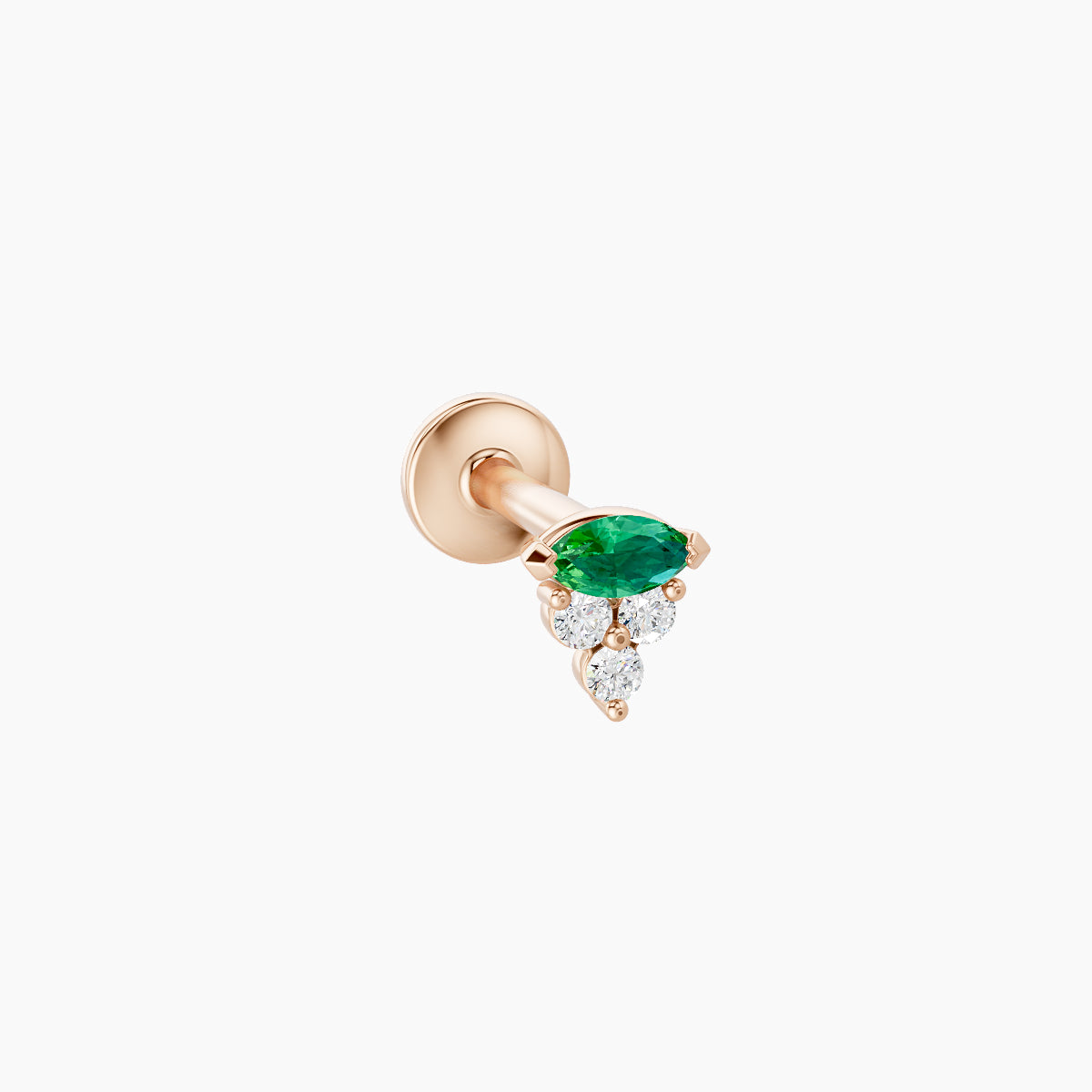 Oya | 18k Rose Gold 6.5 mm 4 mm Emerald & Diamond Piercing