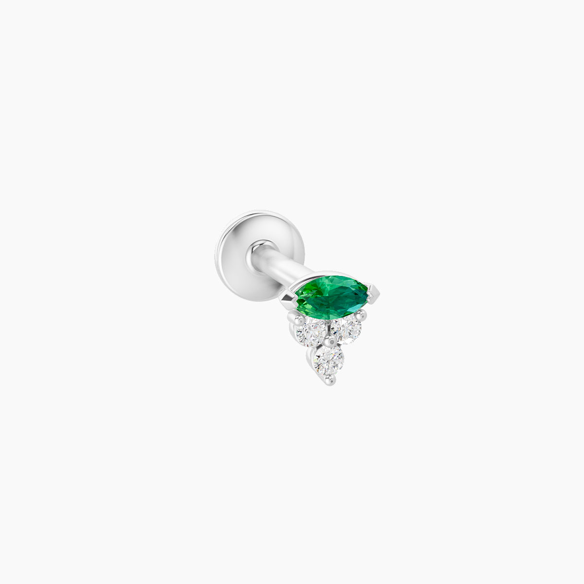 Oya | 18k White Gold 6.5 mm 4 mm Emerald & Diamond Piercing