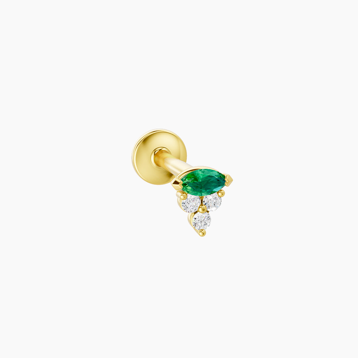 Oya | 18k Yellow Gold 6.5 mm 4 mm Emerald & Diamond Piercing