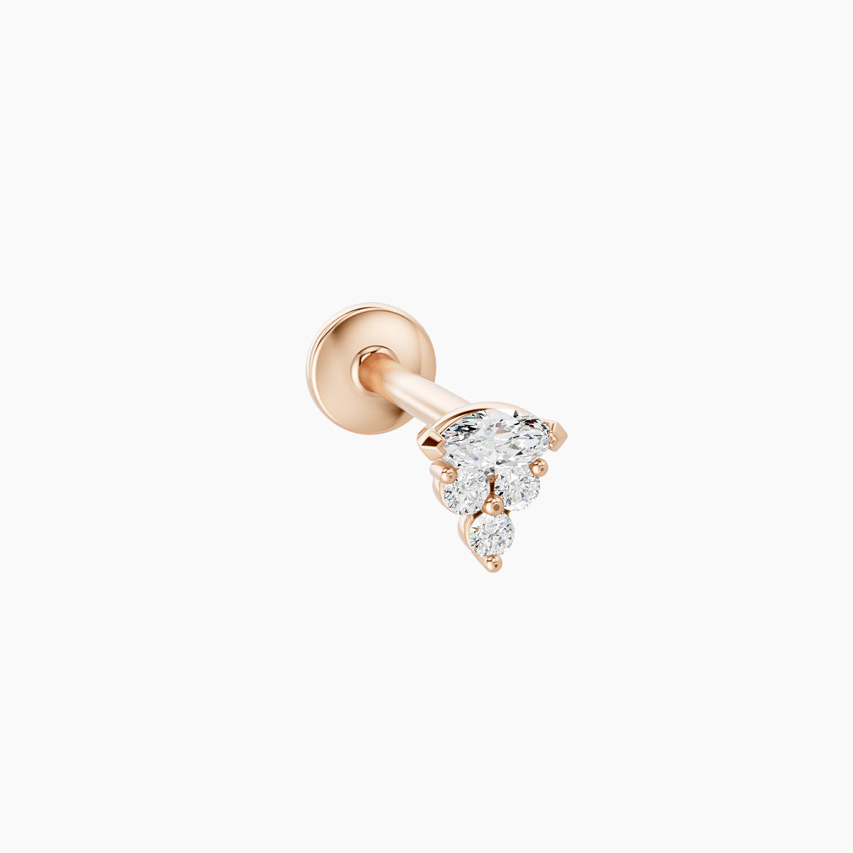 Oya | 18k Rose Gold 4 mm 8 mm Diamond Nose Piercing