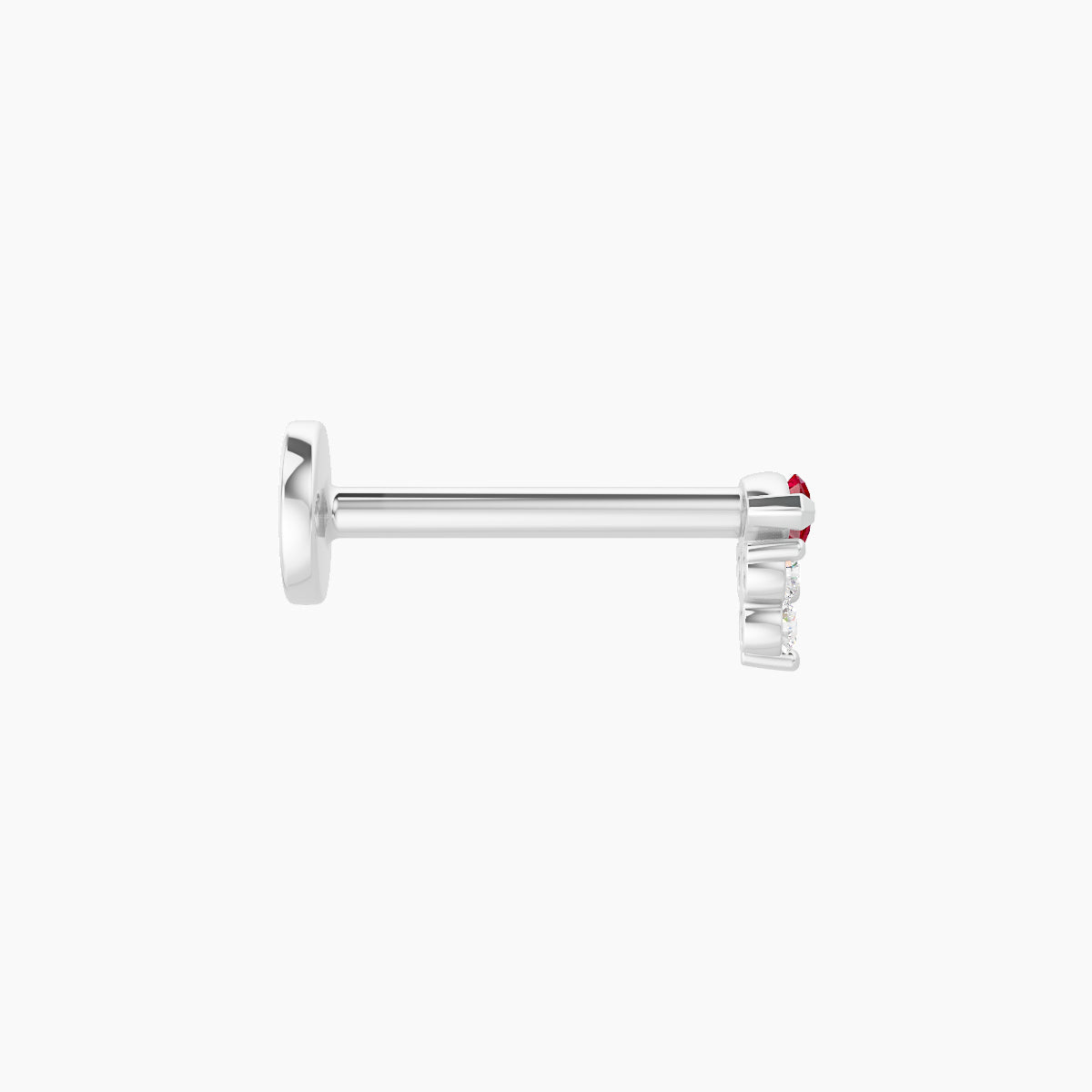 Oya | 18k White Gold 8 mm 4 mm Ruby & Diamond Nose Piercing