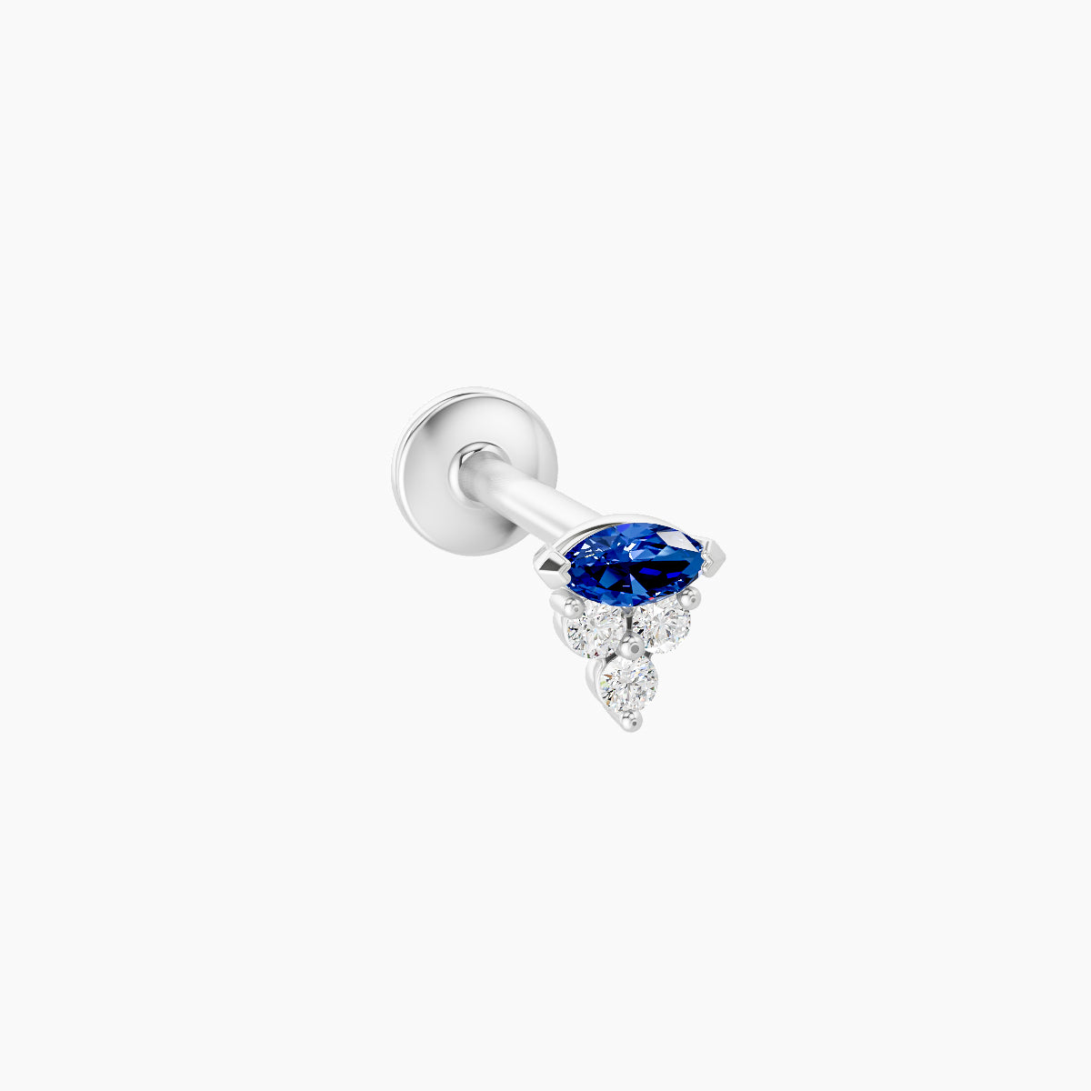 Oya | 18k White Gold 8 mm 4 mm Sapphire & Diamond Nose Piercing