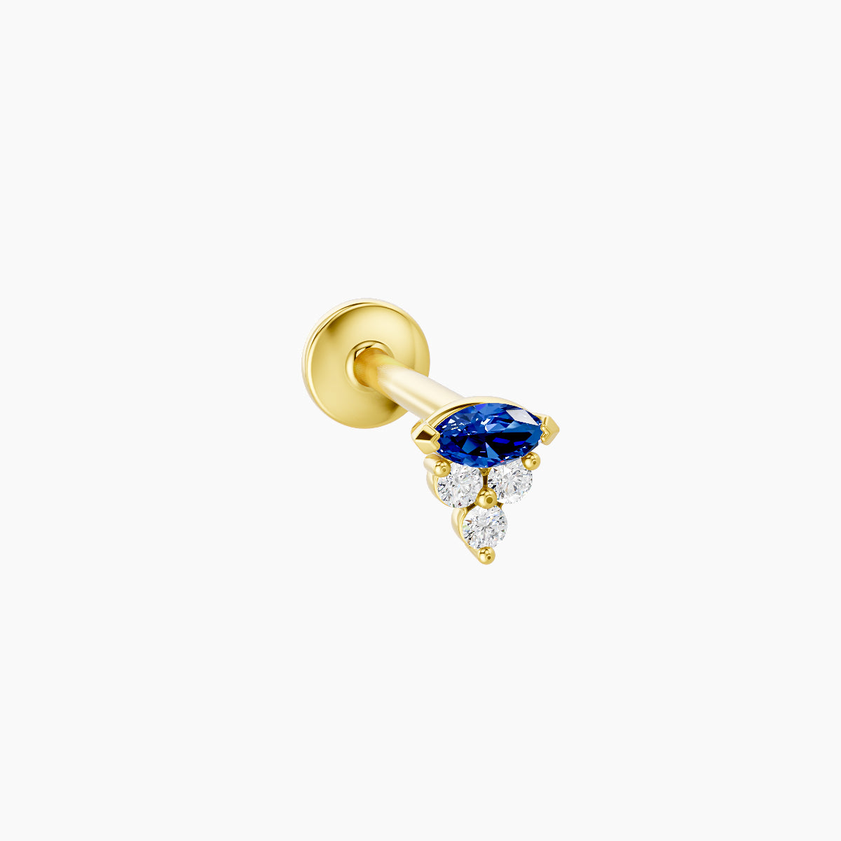Oya | 18k Yellow Gold 8 mm 4 mm Sapphire & Diamond Nose Piercing