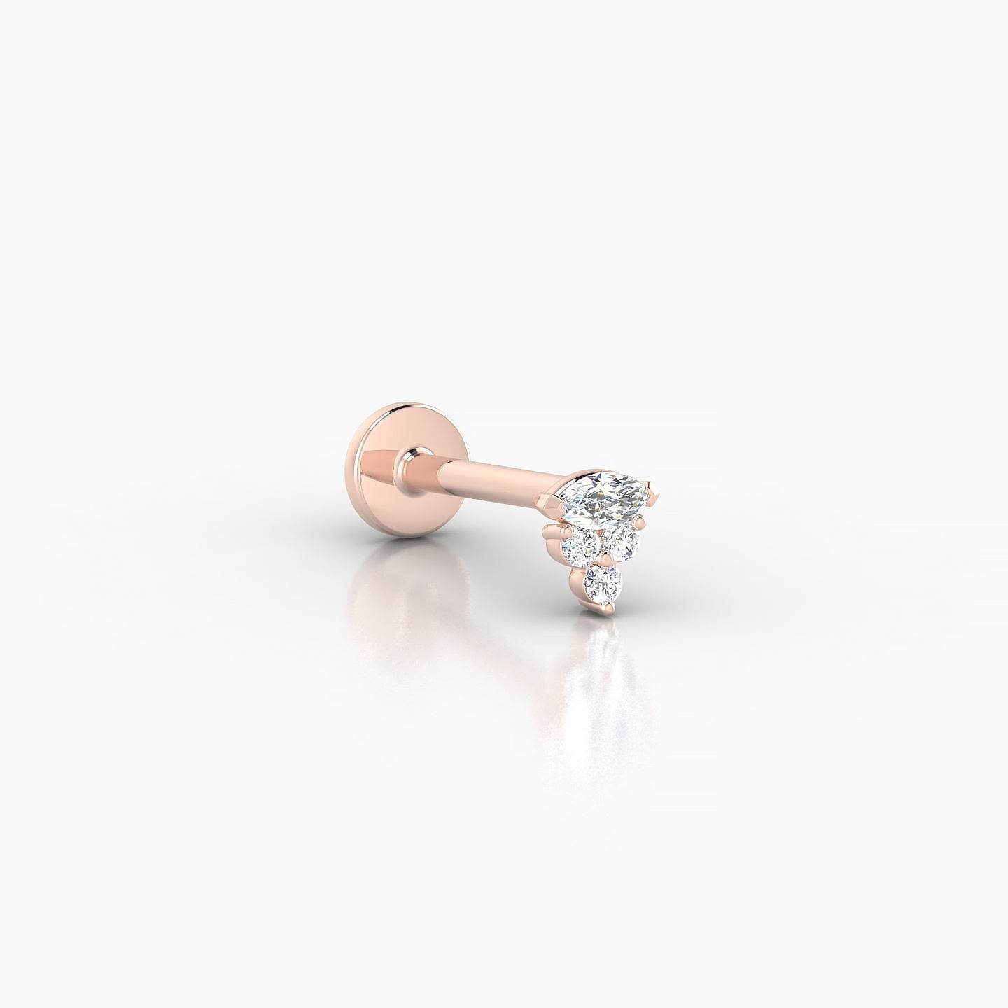 Oya | 18k Rose Gold 4 mm 8 mm Diamond Nose Piercing