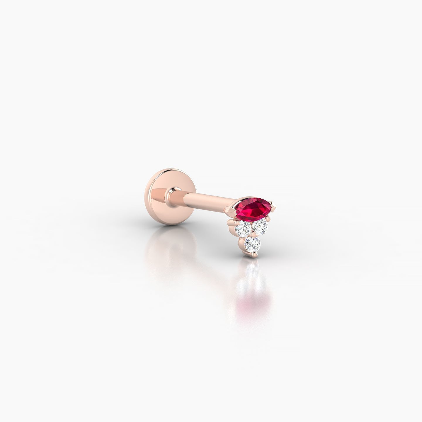 Oya | 18k Rose Gold 8 mm 4 mm Ruby & Diamond Nose Piercing
