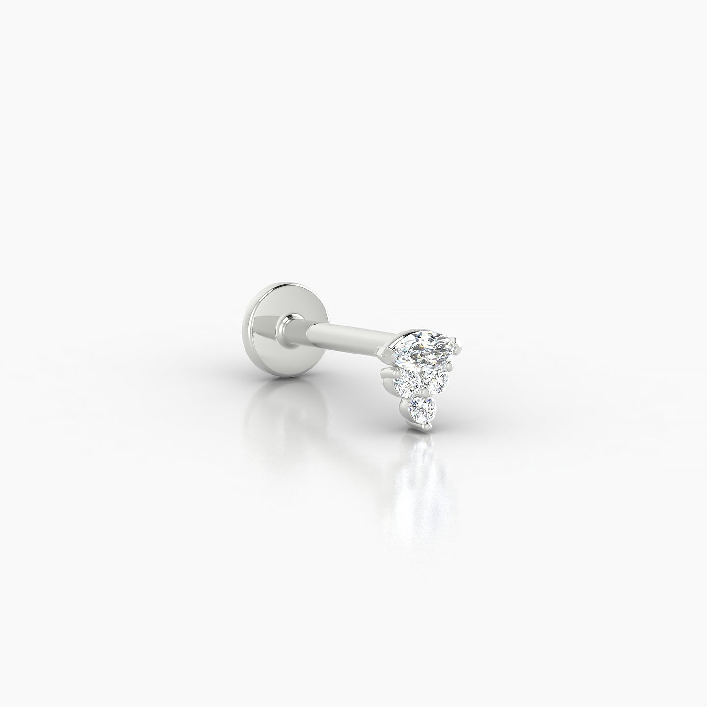 Oya | 18k White Gold 4 mm 8 mm Diamond Nose Piercing
