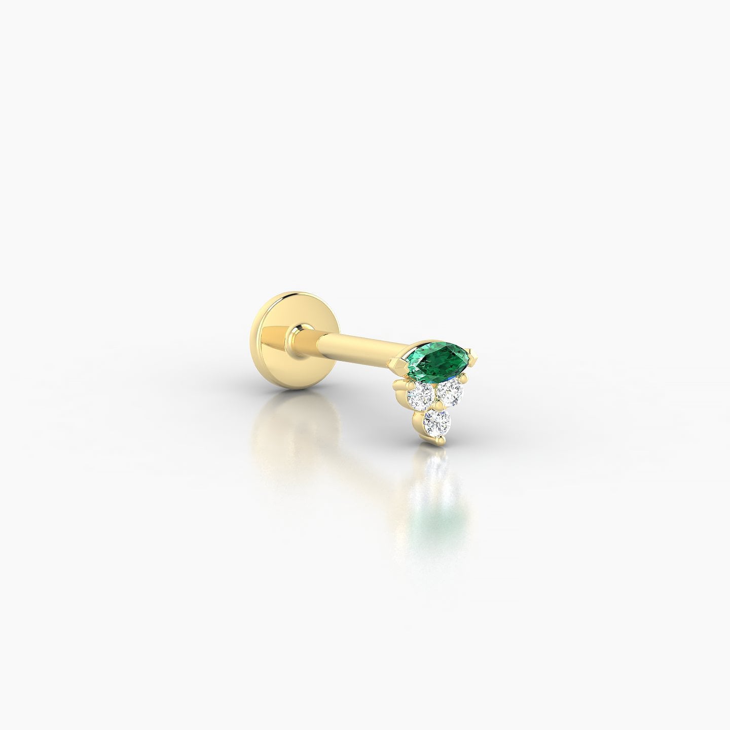 Oya | 18k Yellow Gold 8 mm 4 mm Emerald & Diamond Nose Piercing