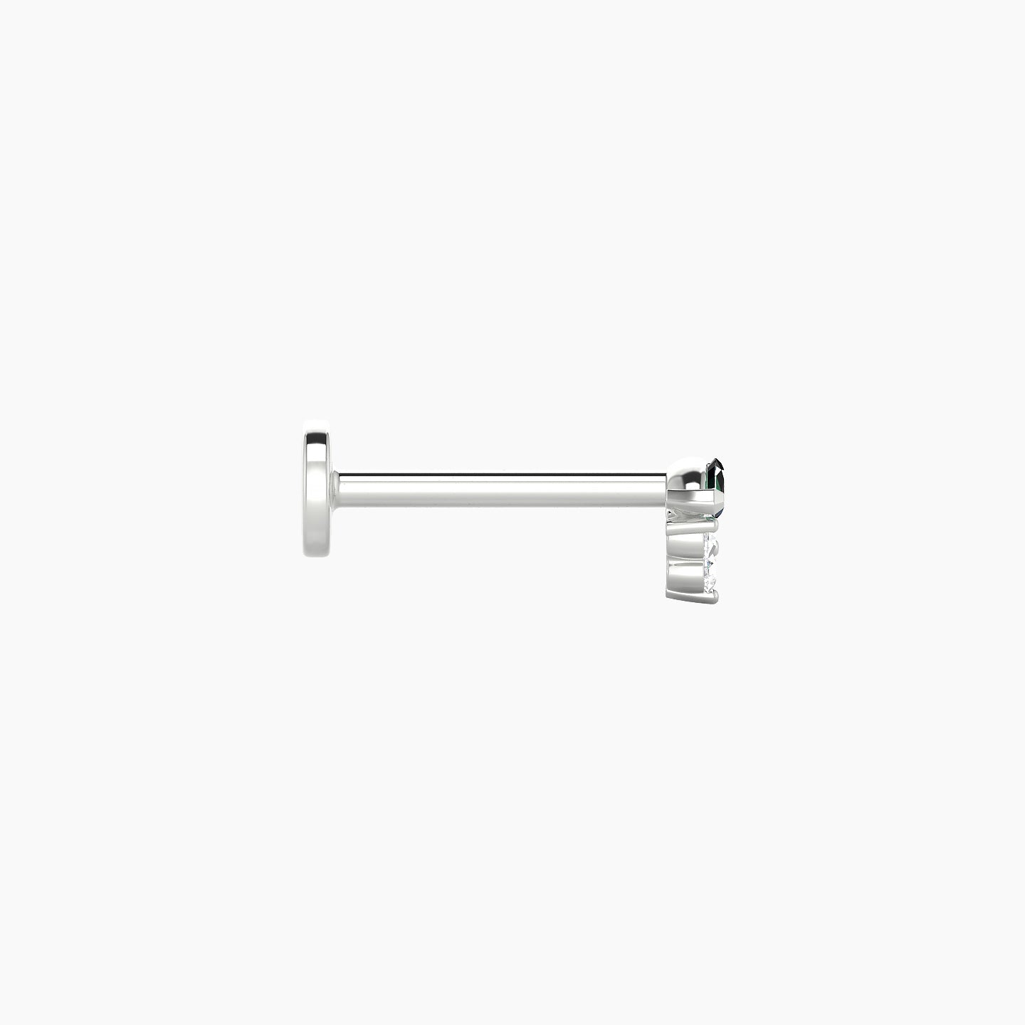 Oya | 18k White Gold 8 mm 4 mm Emerald & Diamond Nose Piercing