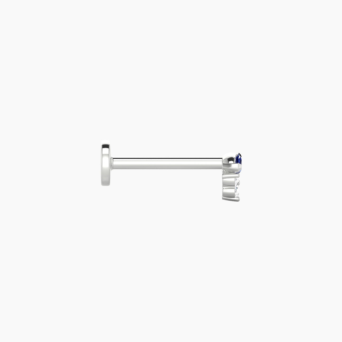 Oya | 18k White Gold 8 mm 4 mm Sapphire & Diamond Nose Piercing